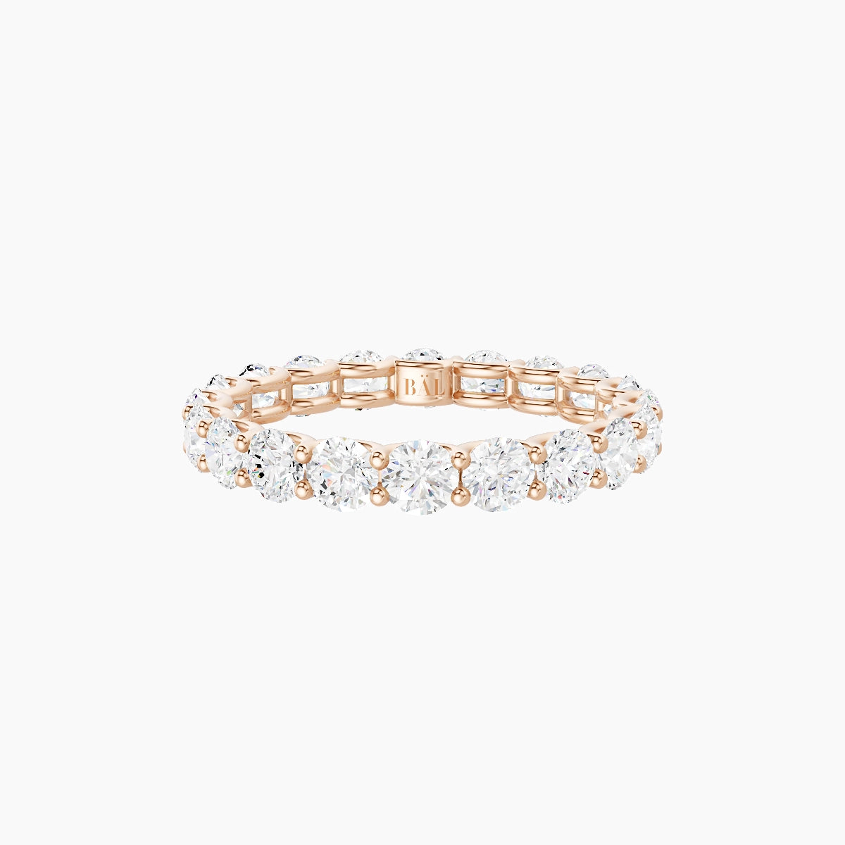 Prong Eternity Ring | 18k Rose Gold 3 mm Round White Lab Diamond