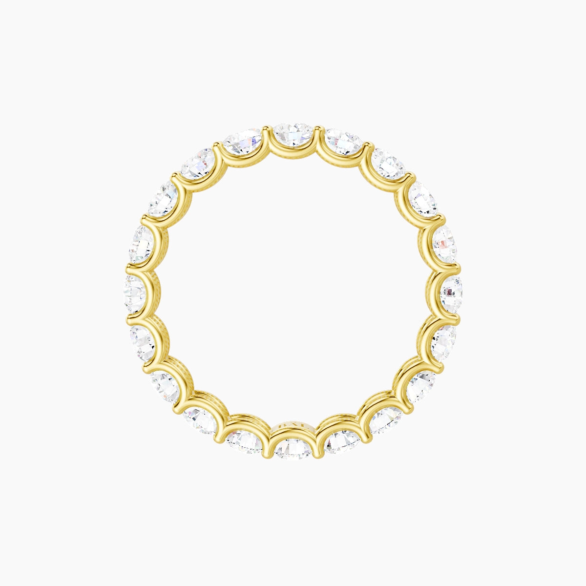 Prong Eternity Ring | 18k Yellow Gold 3 mm Round White Lab Diamond