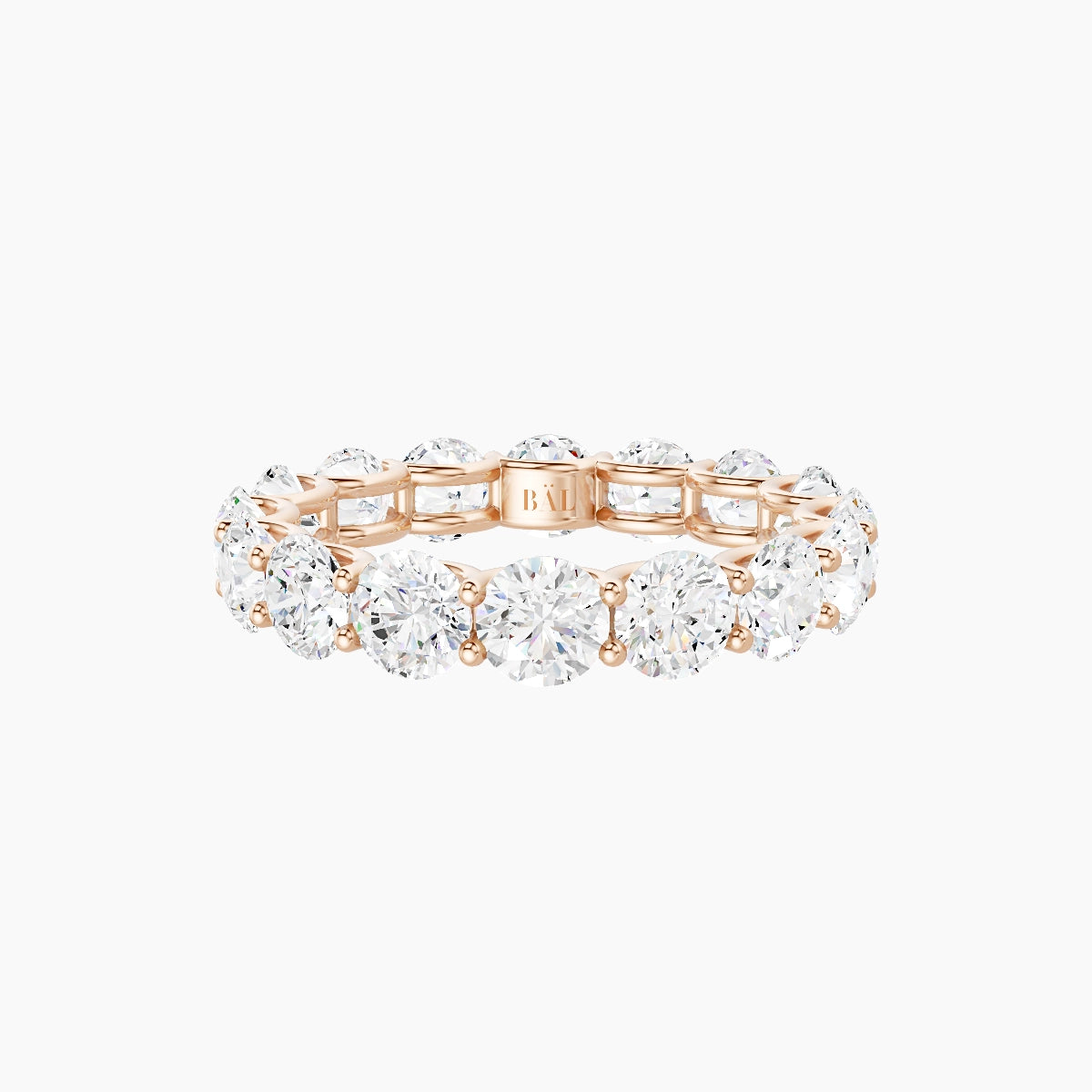 Prong Eternity Ring | 18k Rose Gold 4 mm Round White Lab Diamond