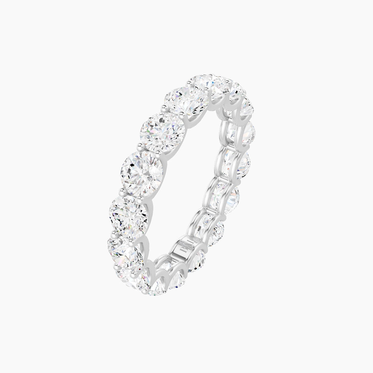 Prong Eternity Ring | 18k White Gold 4 mm Round White Lab Diamond