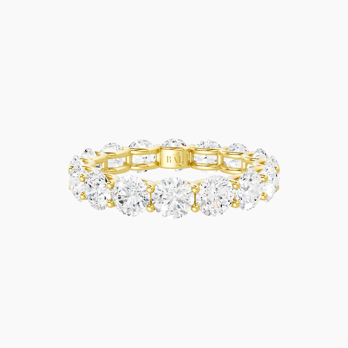 Prong Eternity Ring | 18k Yellow Gold 4 mm Round White Lab Diamond