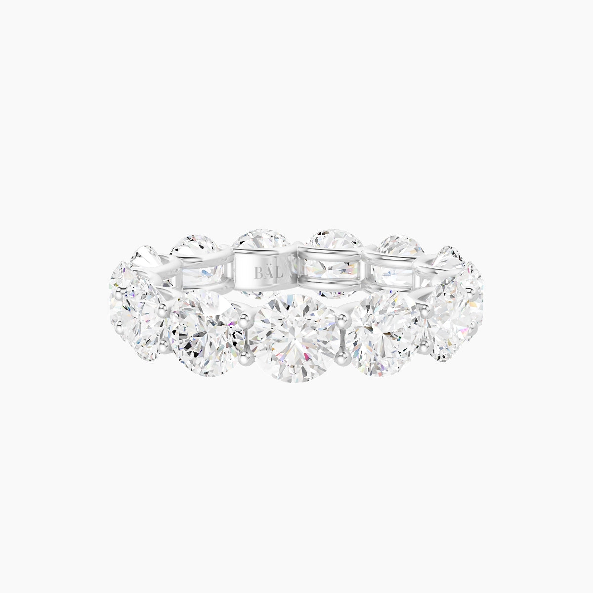 Prong Eternity Ring | 18k White Gold 5 mm Round White Lab Diamond