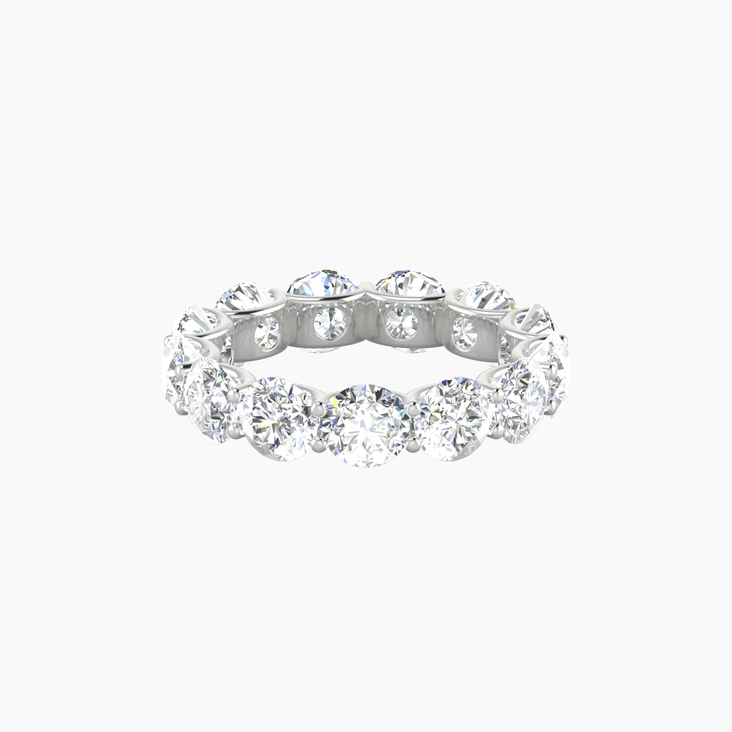 Prong Eternity Ring | 18k White Gold 5 mm Round Lab Diamond