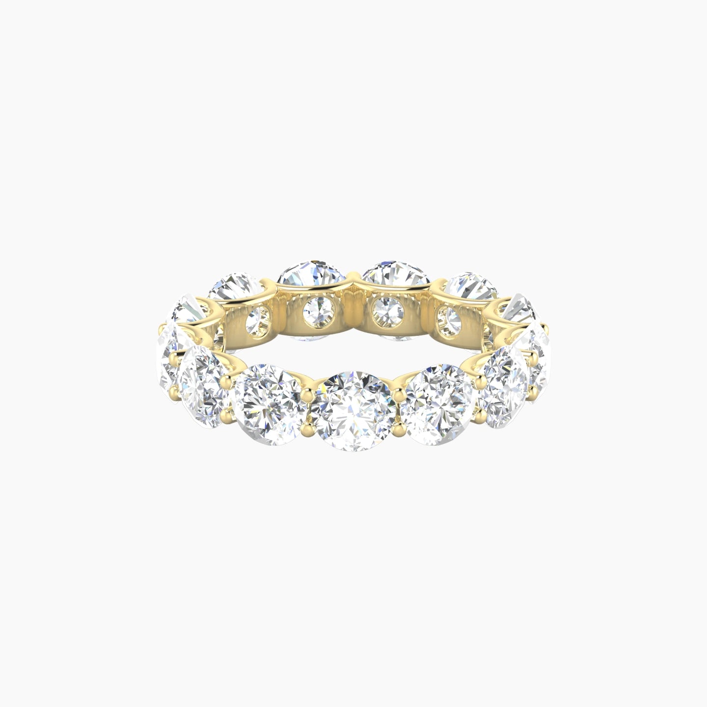Prong Eternity Ring | 18k Yellow Gold 5 mm Round Lab Diamond
