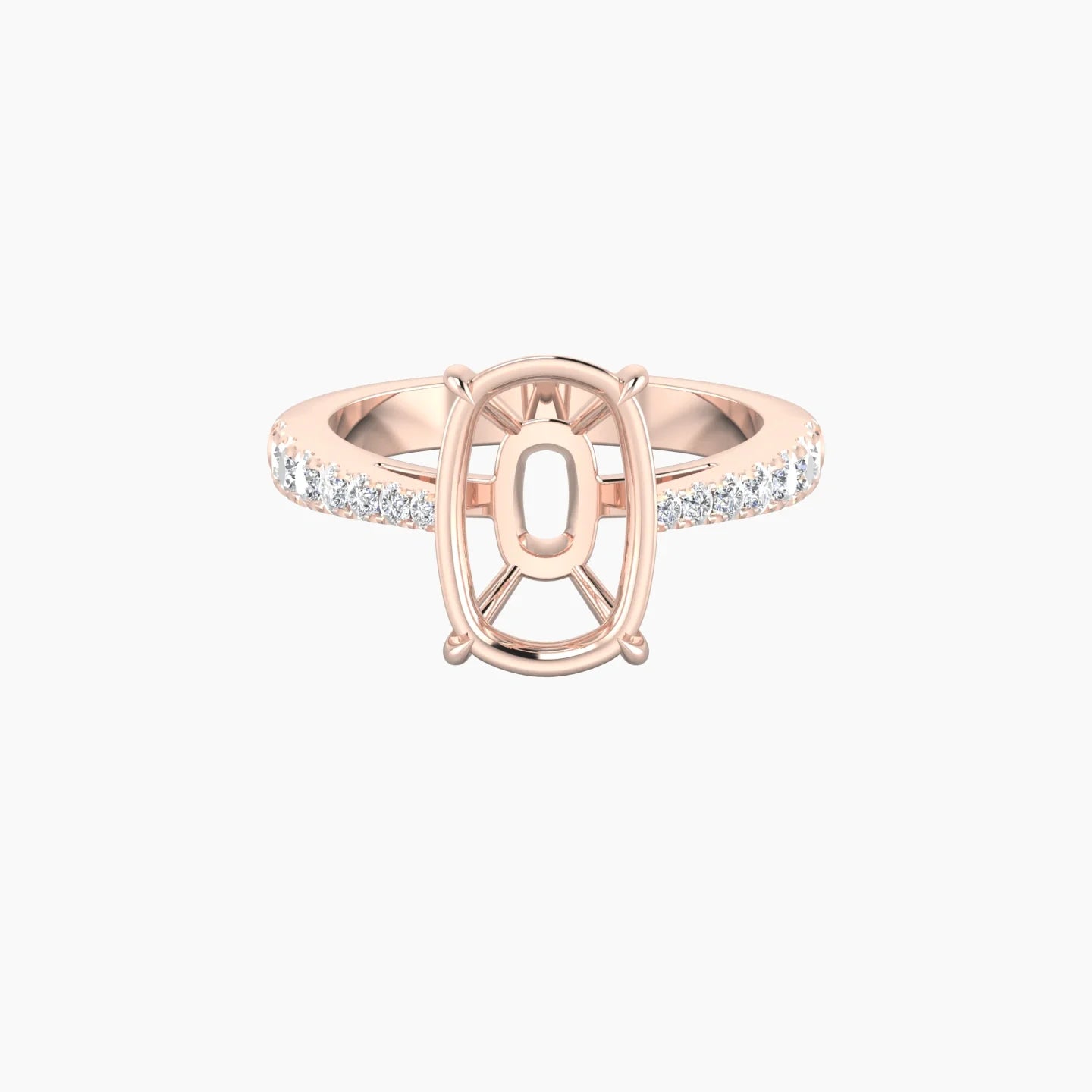 Reverse Shank | 18k Rose Gold 5-7.99 ct Cushion Cut Ring Setting