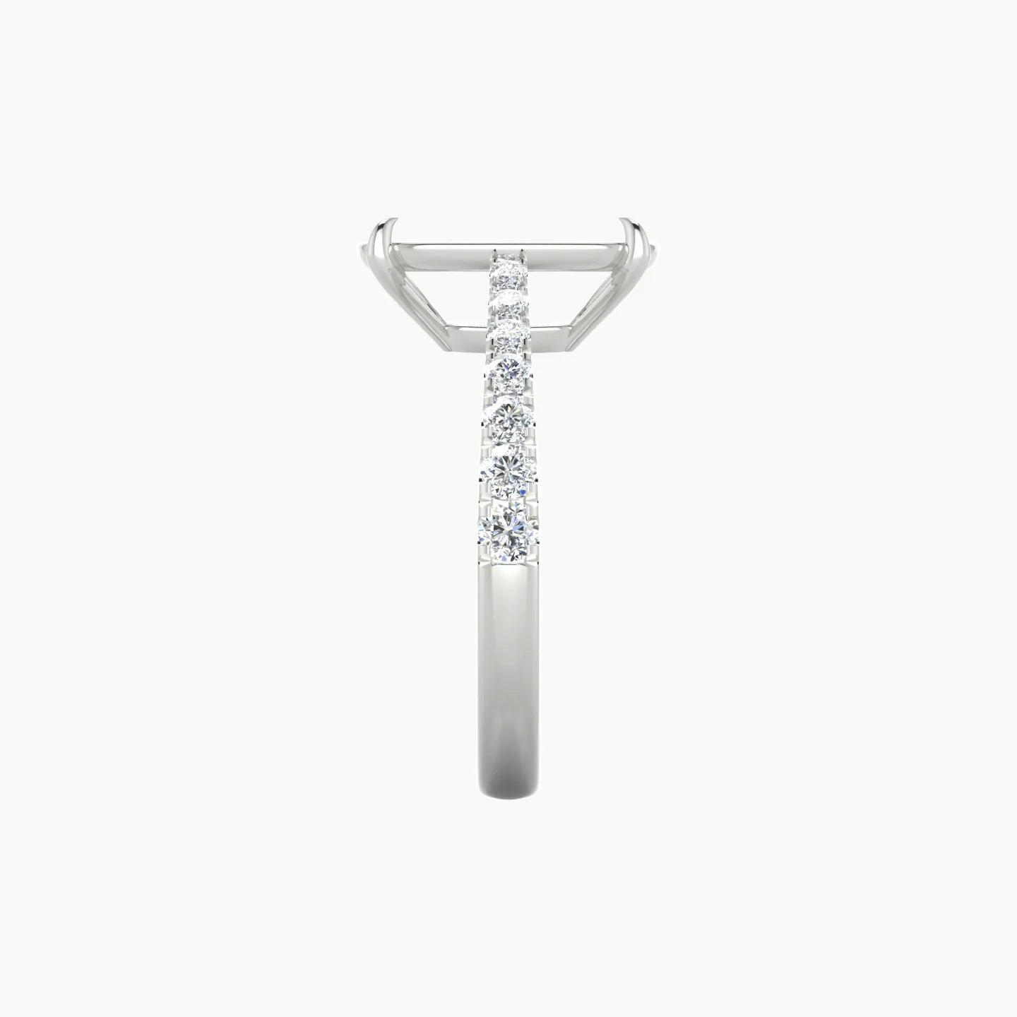Reverse Shank | 18k White Gold 5-7.99 ct Cushion Cut Ring Setting