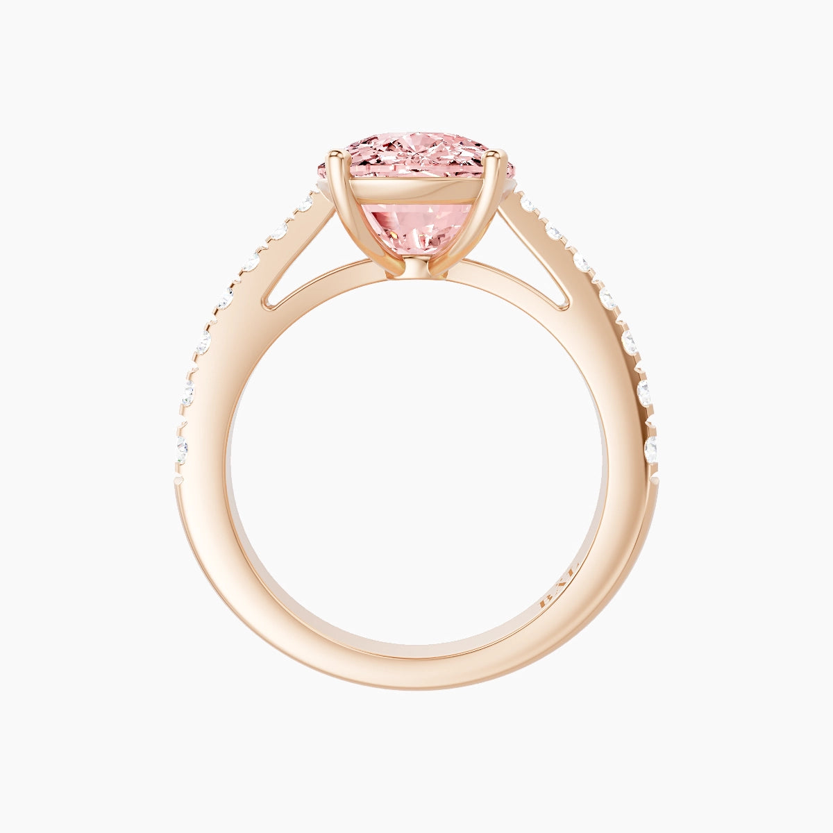 Reverse Shank | 18k Rose Gold 5 ct Cushion Pink Lab Diamond Ring