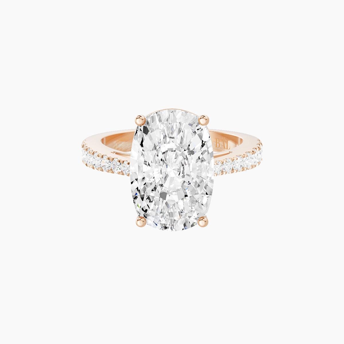 Reverse Shank | 18k Rose Gold 5 ct Cushion White Lab Diamond Ring