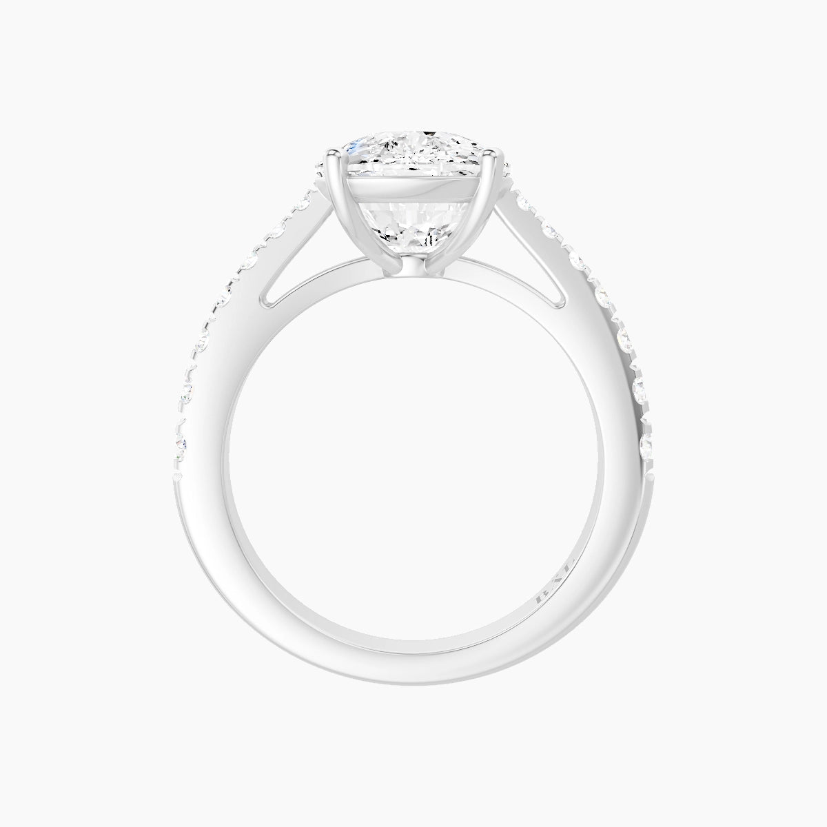 Reverse Shank | 18k White Gold 5 ct Cushion White Lab Diamond Ring