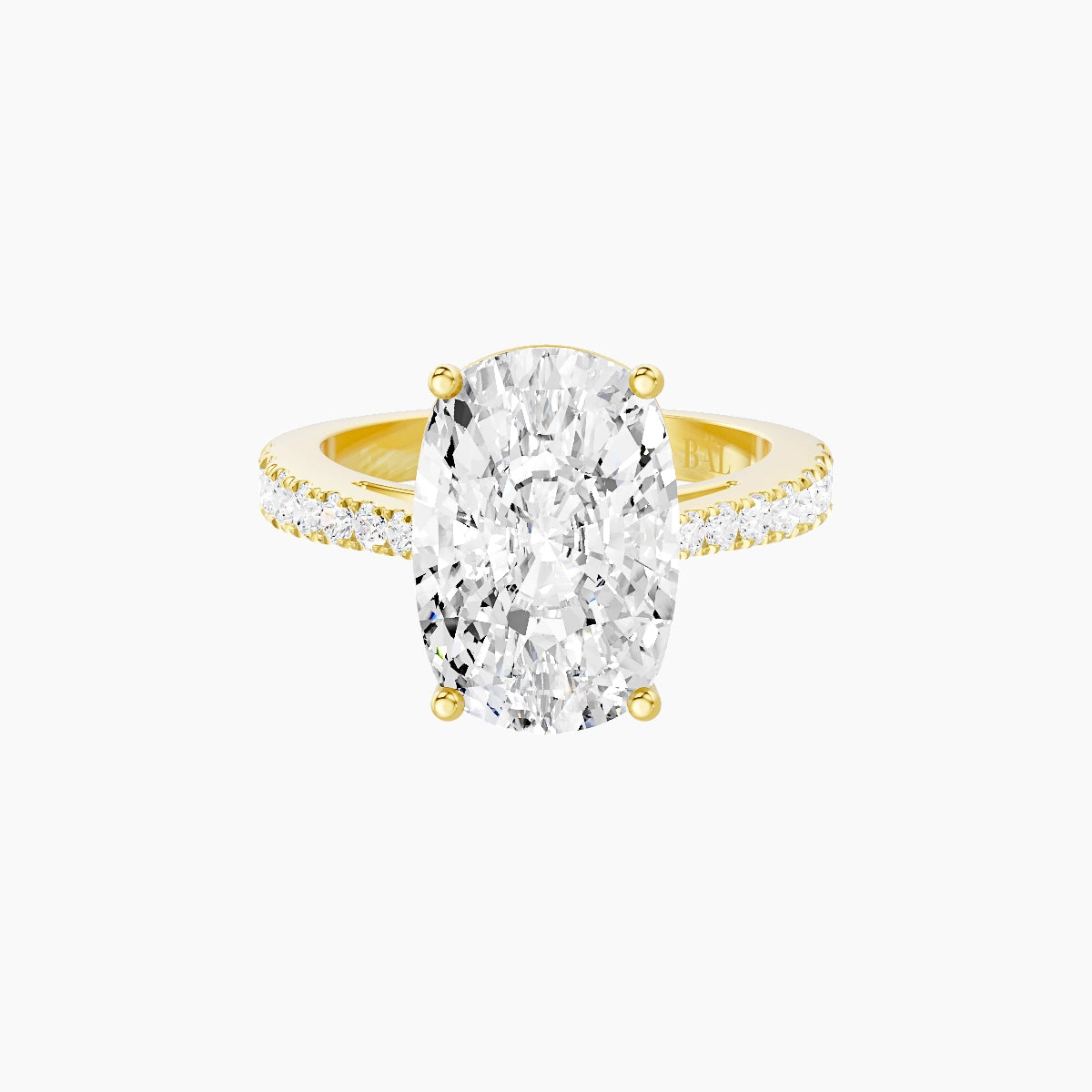 Reverse Shank | 18k Yellow Gold 5 ct Cushion White Lab Diamond Ring