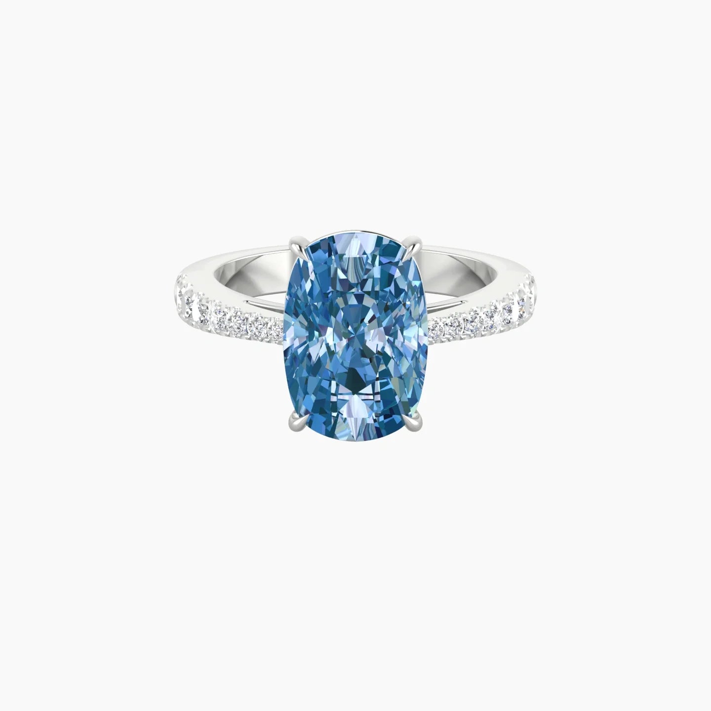 Reverse Shank | 18k White Gold 5 ct Cushion Cut Ring