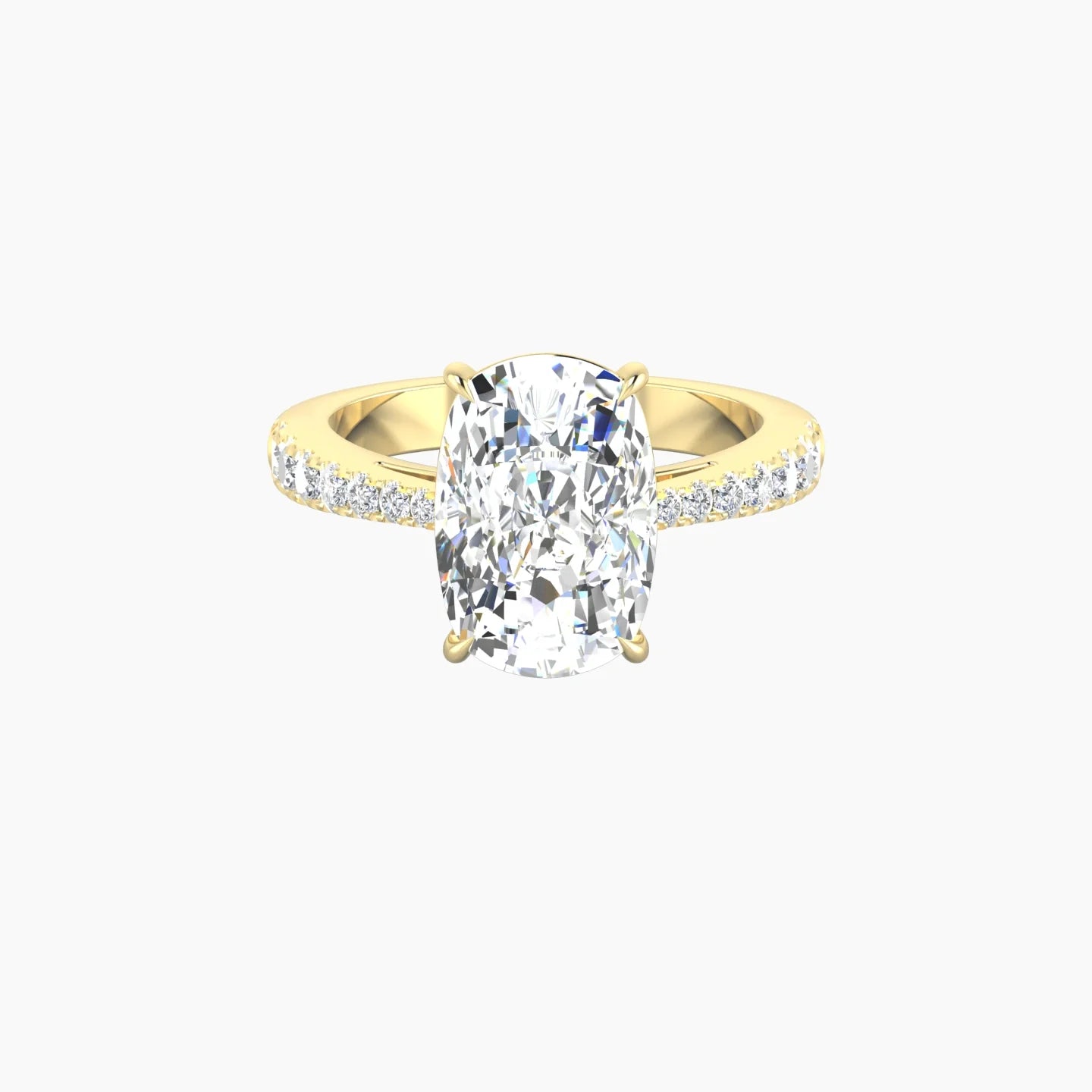 Reverse Shank | 18k Yellow Gold 5 ct Cushion Cut Ring