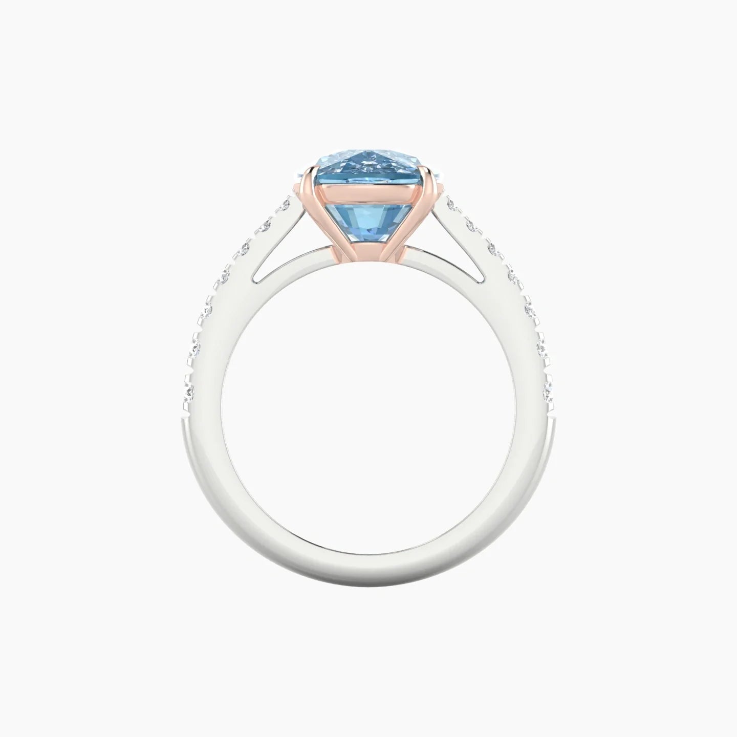 Reverse Shank | 18k White & Rose Gold 5 ct Cushion Cut Ring