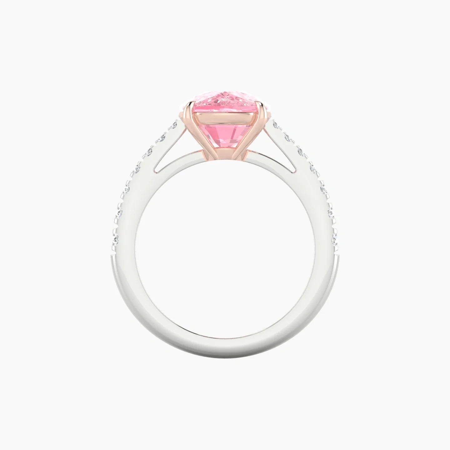 Reverse Shank | 18k White & Rose Gold 5 ct Cushion Cut Ring