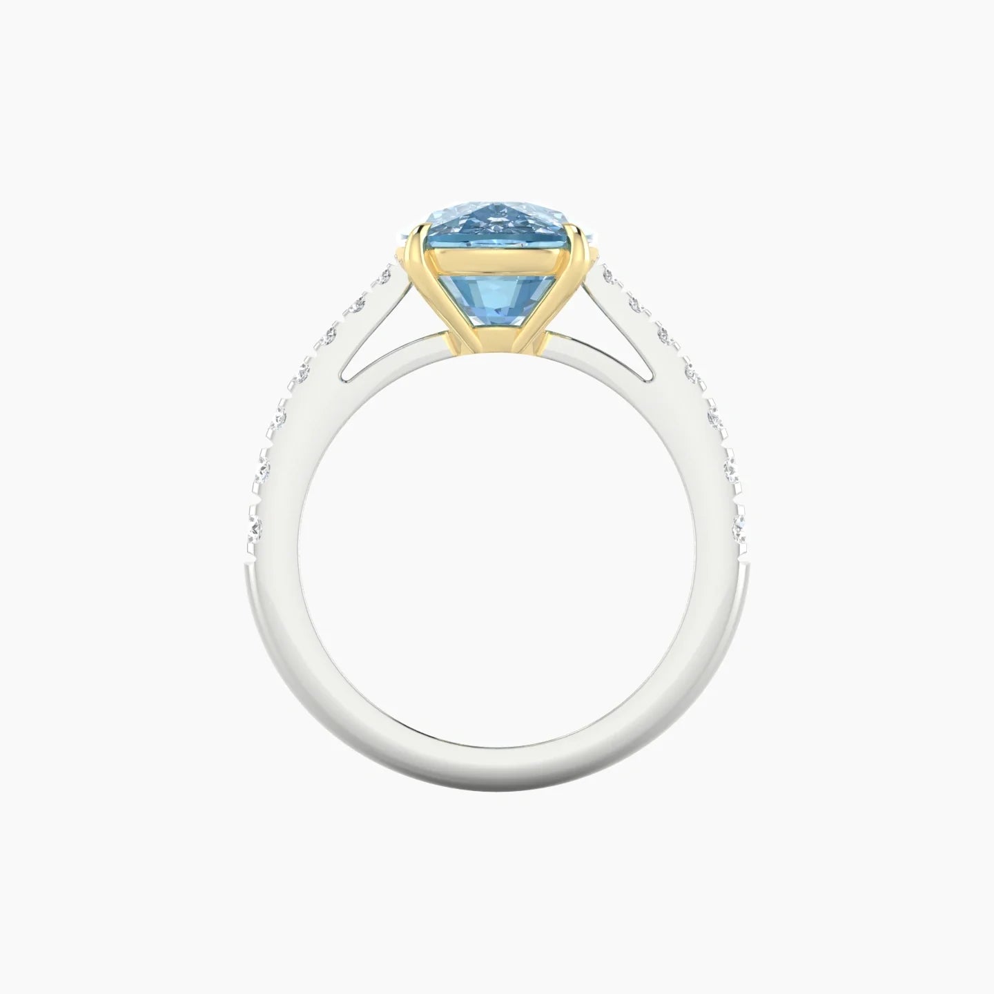 Reverse Shank | 18k White & Yellow Gold 5 ct Cushion Cut Ring