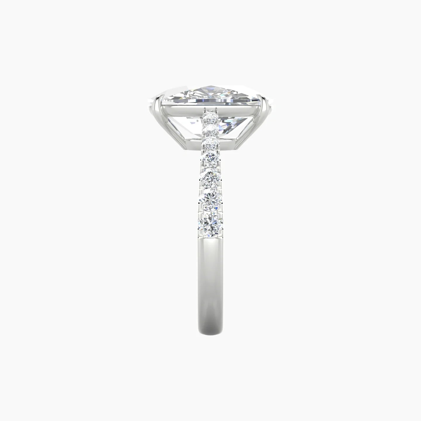 Reverse Shank | 18k White Gold 5 ct Cushion Cut Ring