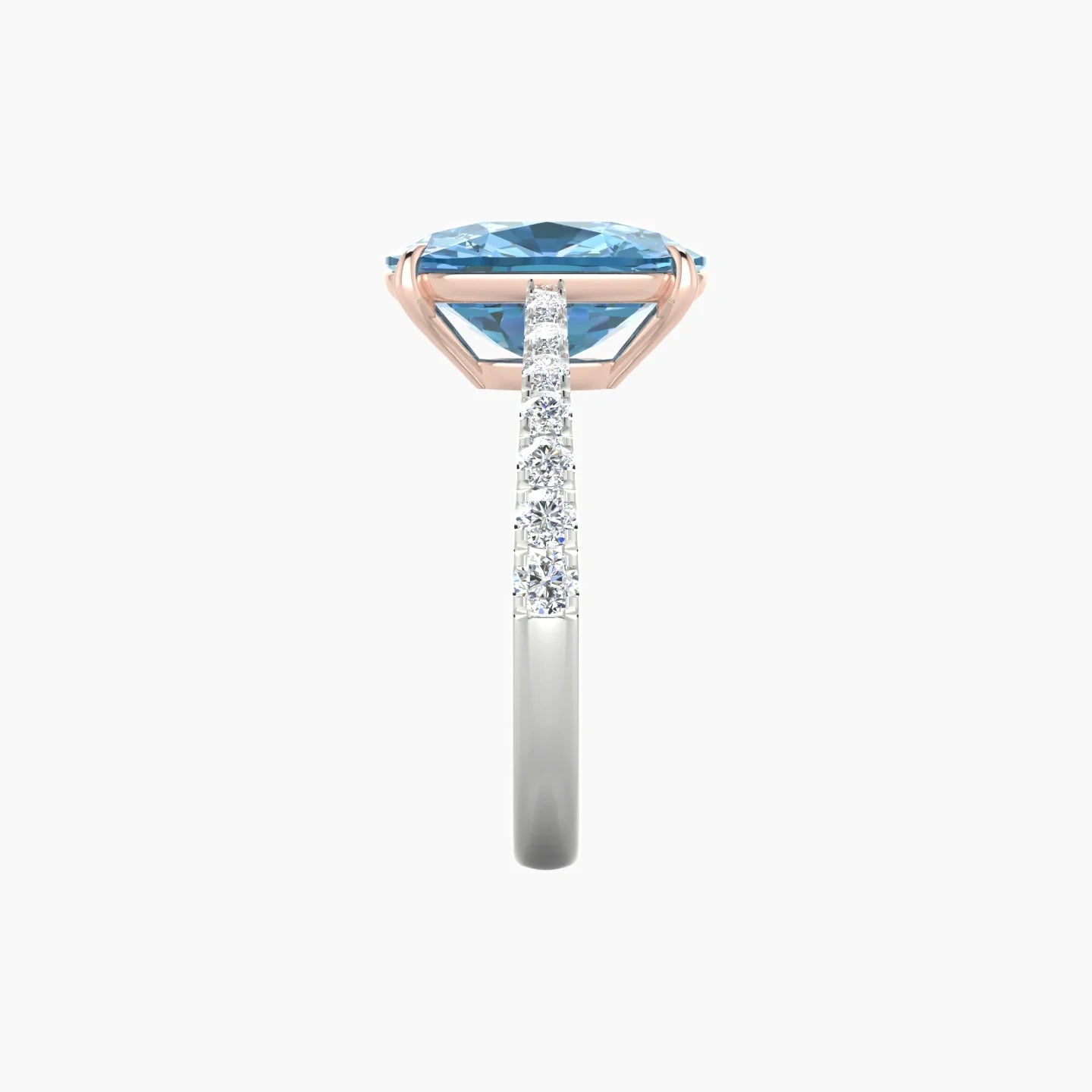 Reverse Shank | 18k White & Rose Gold 5 ct Cushion Cut Ring