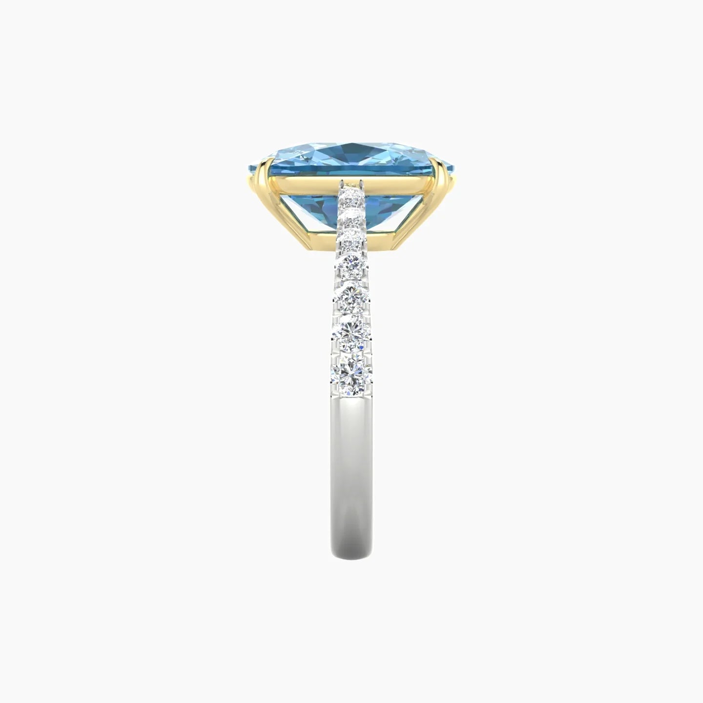 Reverse Shank | 18k White & Yellow Gold 5 ct Cushion Cut Ring