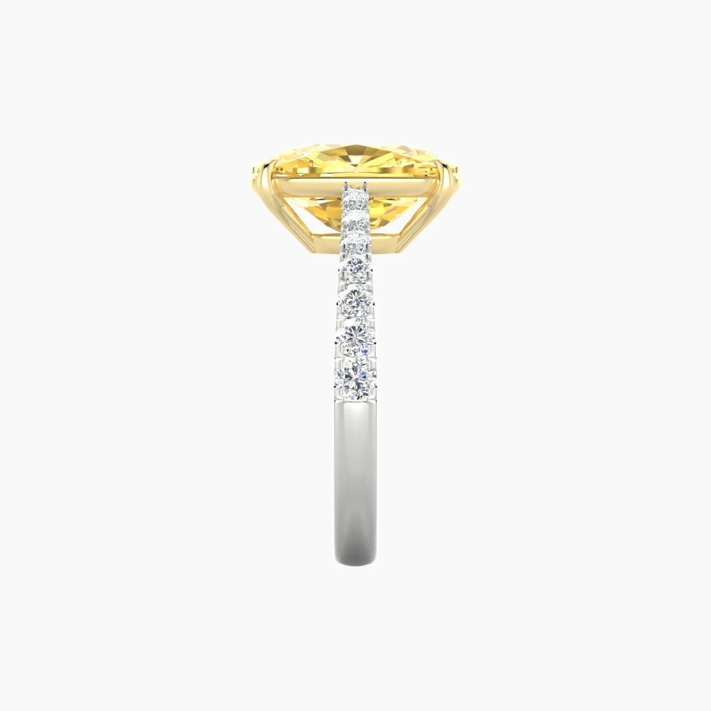 Reverse Shank | 18k White & Yellow Gold 5 ct Cushion Cut Ring