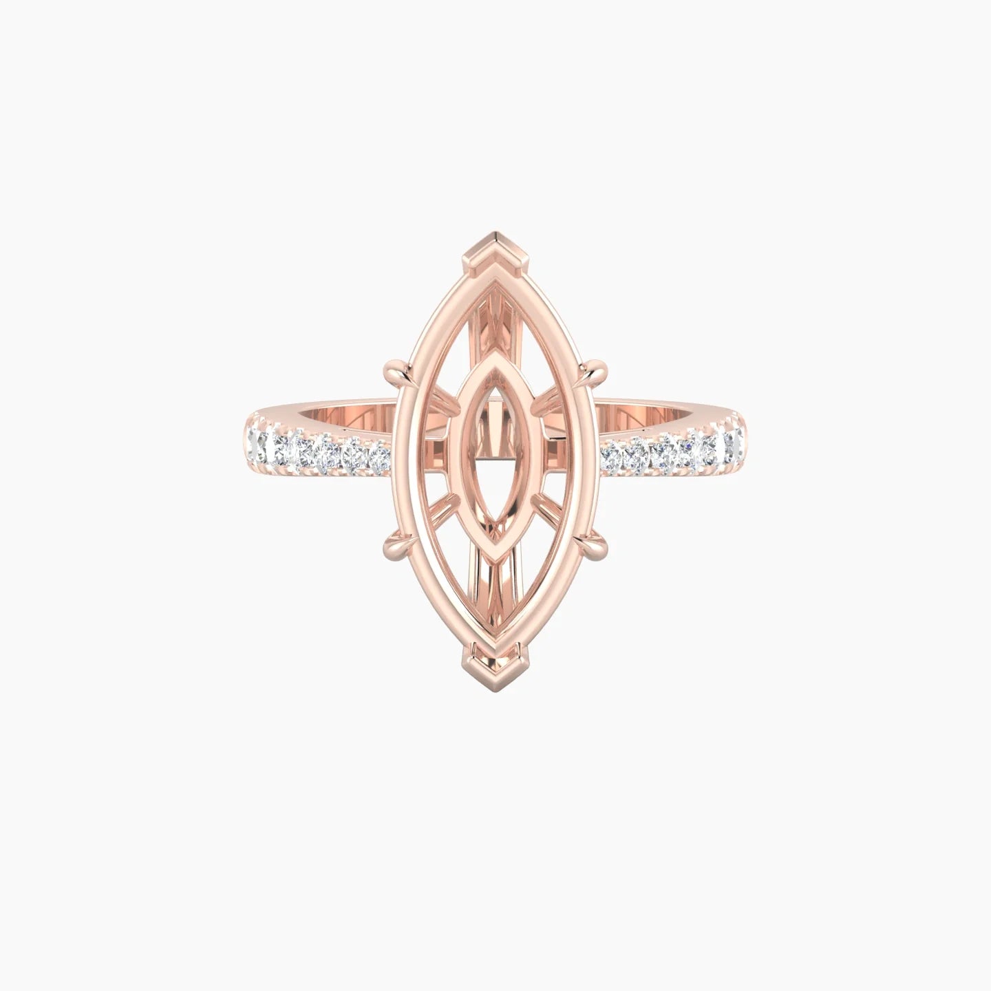 Reverse Shank | 18k Rose Gold 5-7.99 ct Marquise Cut Ring Setting