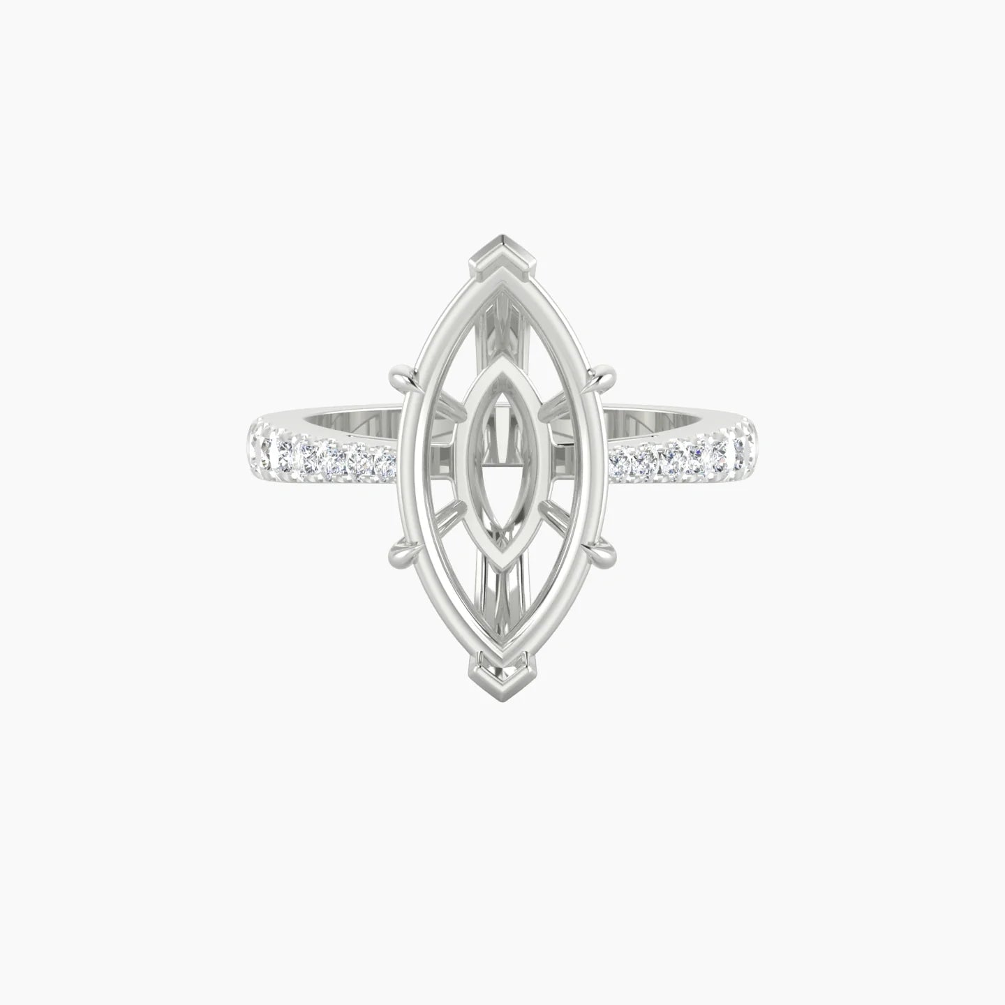 Reverse Shank | 18k White Gold 5-7.99 ct Marquise Cut Ring Setting