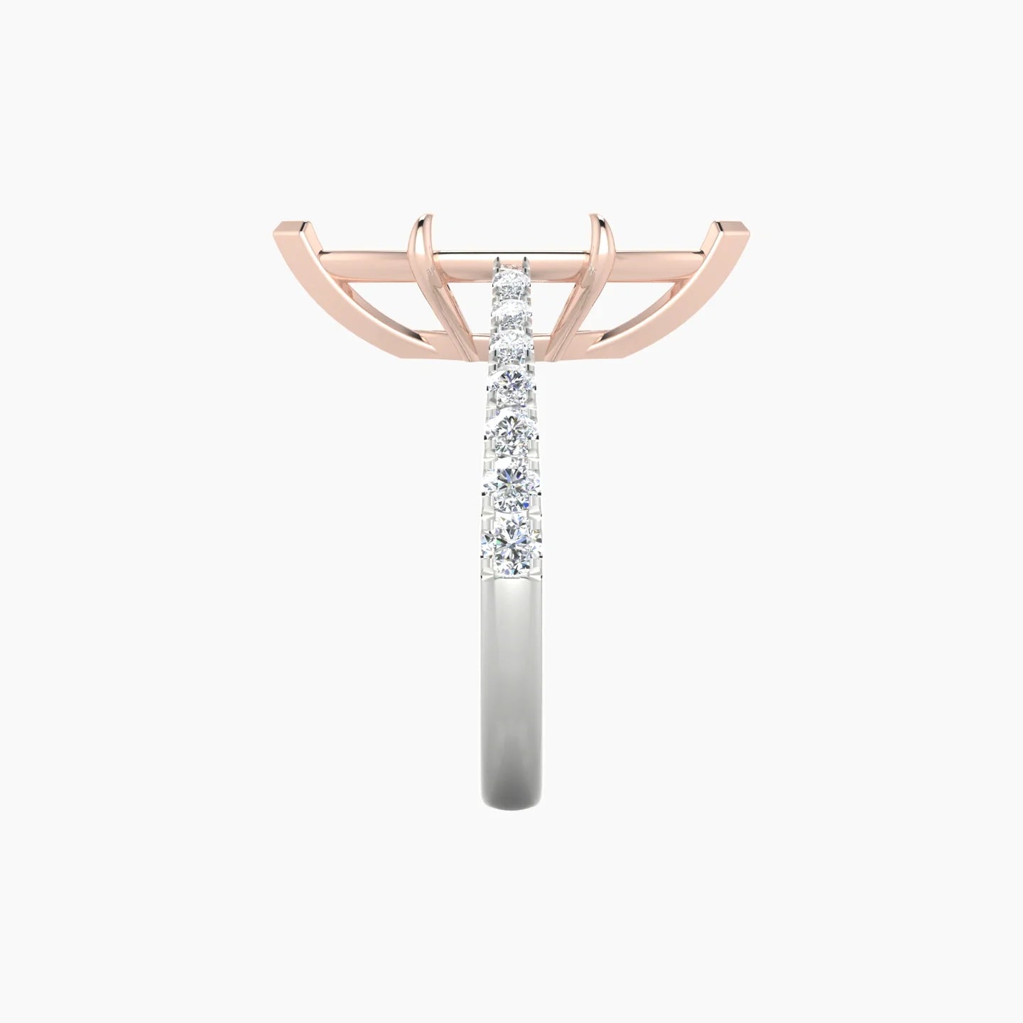 Reverse Shank | 18k White & Rose Gold 5-7.99 ct Marquise Cut Ring Setting