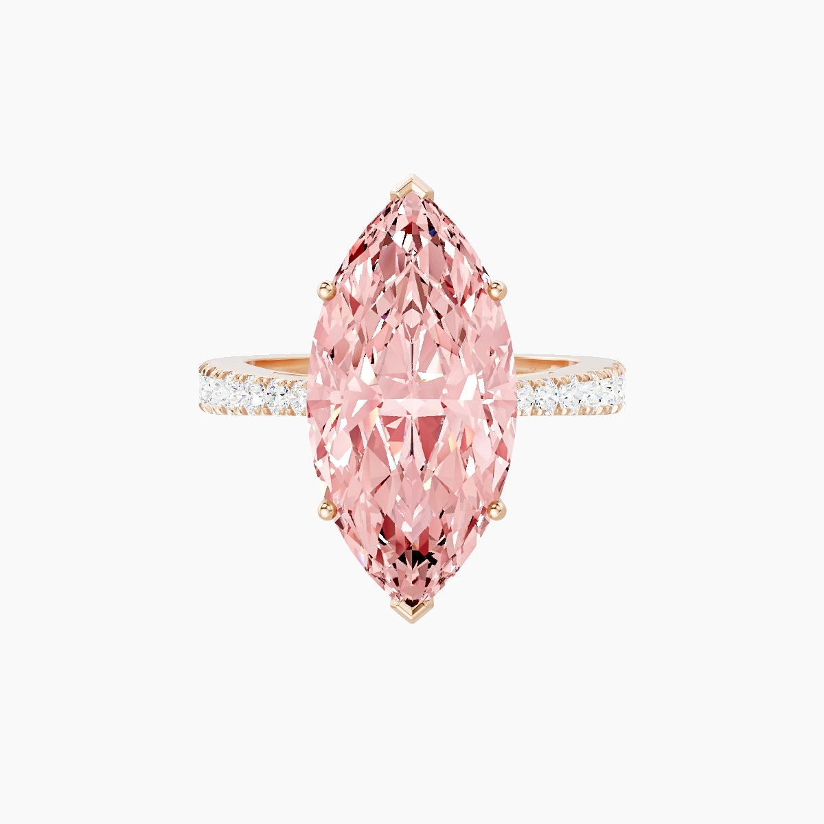 Reverse Shank | 18k Rose Gold 5 ct Marquise Pink Lab Diamond Ring