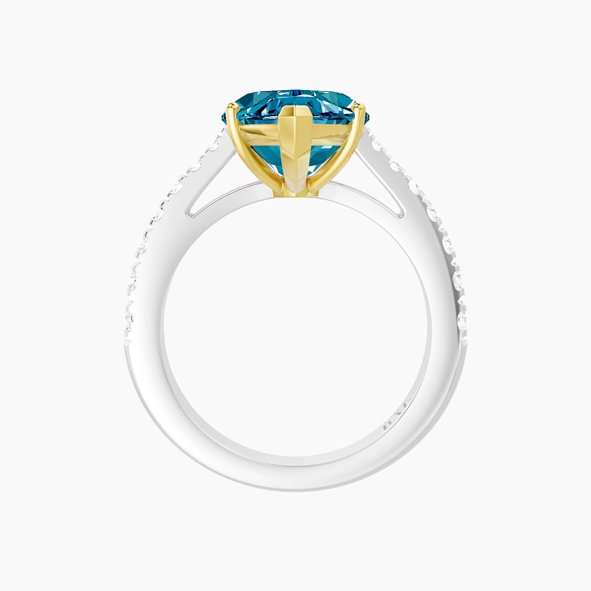 Reverse Shank | 18k White & Yellow Gold 5 ct Marquise Blue Lab Diamond Ring