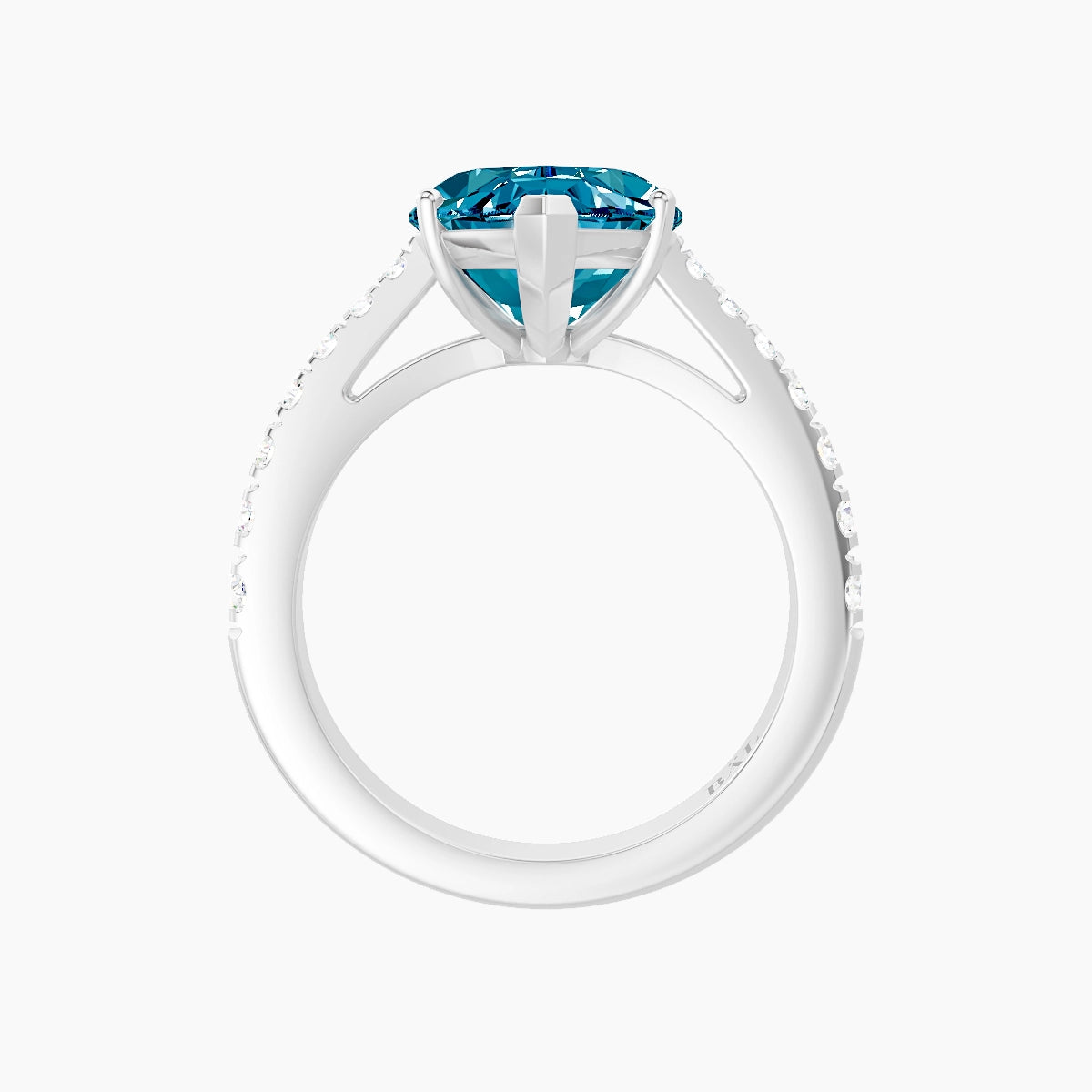 Reverse Shank | 18k White Gold 5 ct Marquise Blue Lab Diamond Ring