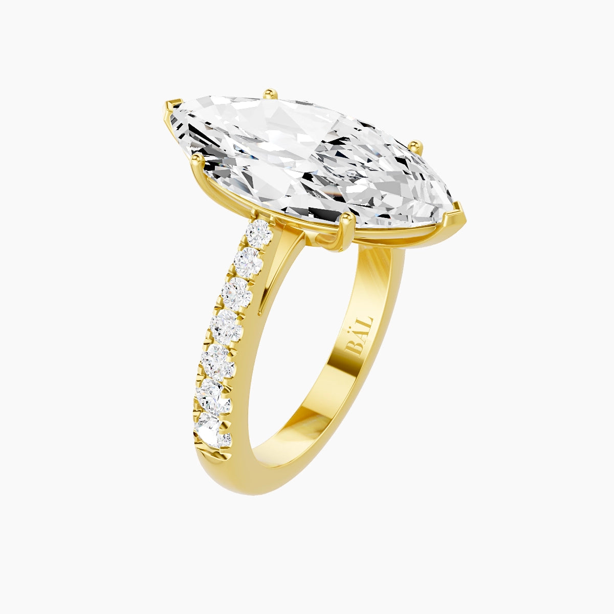 Reverse Shank | 18k Yellow Gold 5 ct Marquise White Lab Diamond Ring