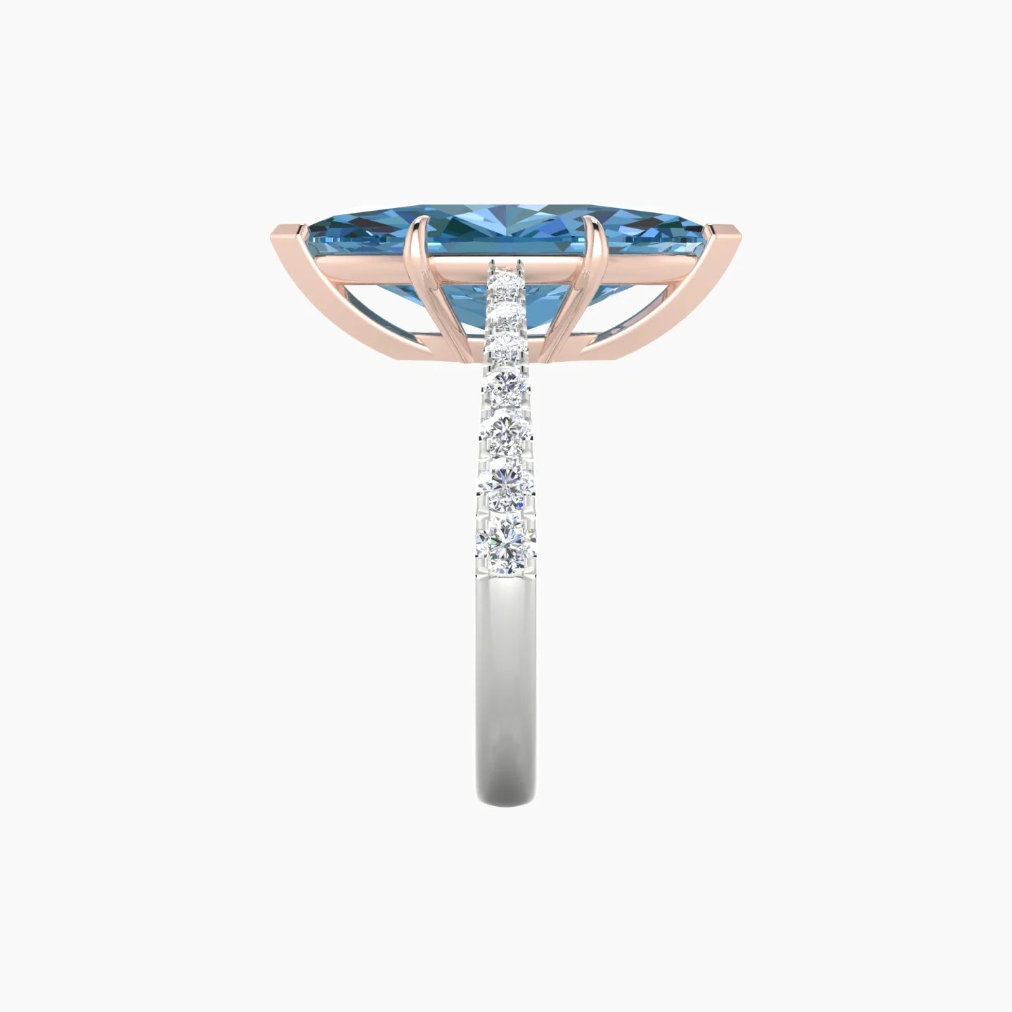 Reverse Shank | 18k White & Rose Gold 5 ct Marquise Cut Ring