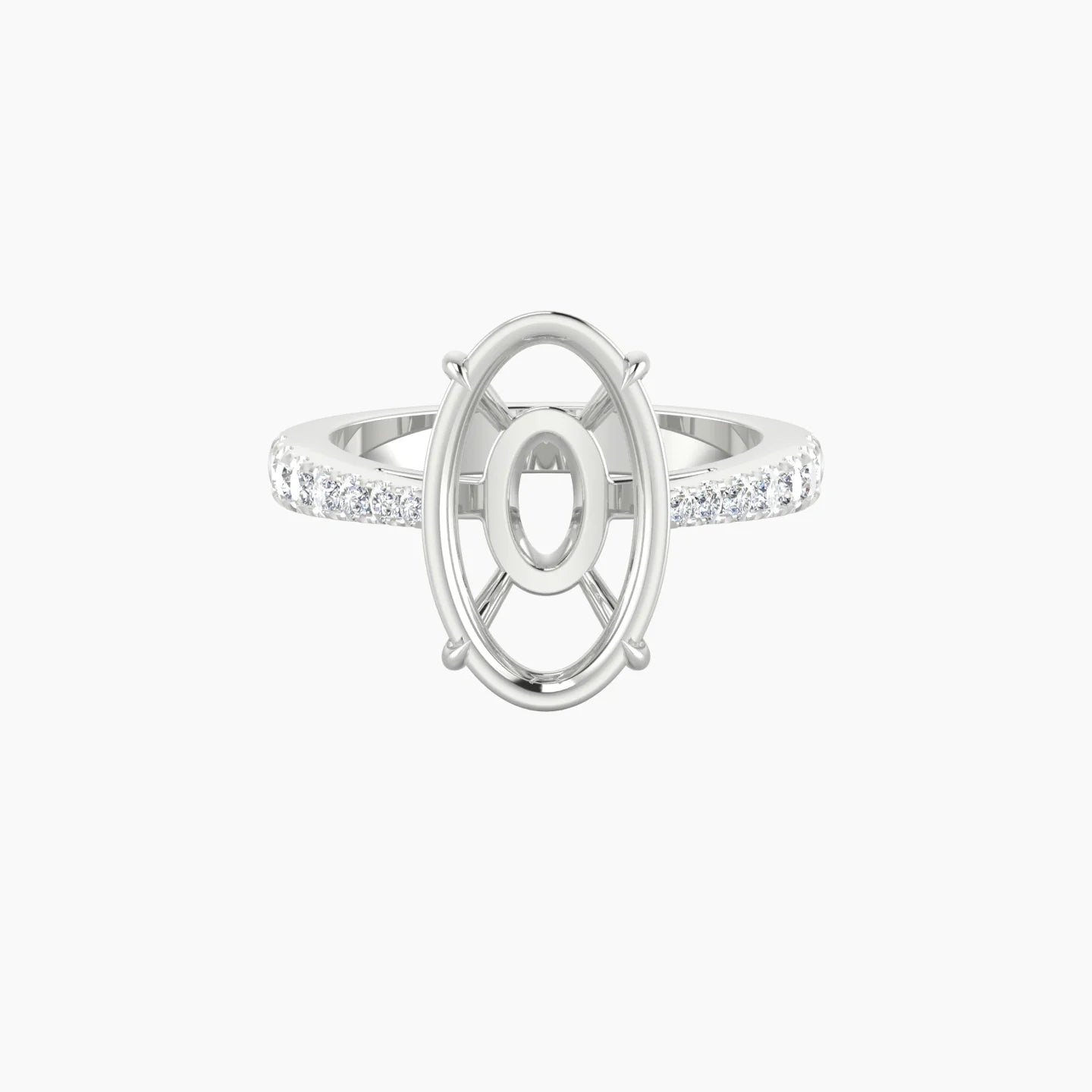 Reverse Shank | 18k White Gold 5-7.99 ct Oval Cut Ring Setting