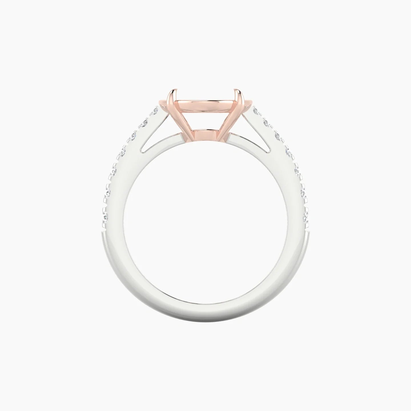 Reverse Shank | 18k White & Rose Gold 5-7.99 ct Oval Cut Ring Setting