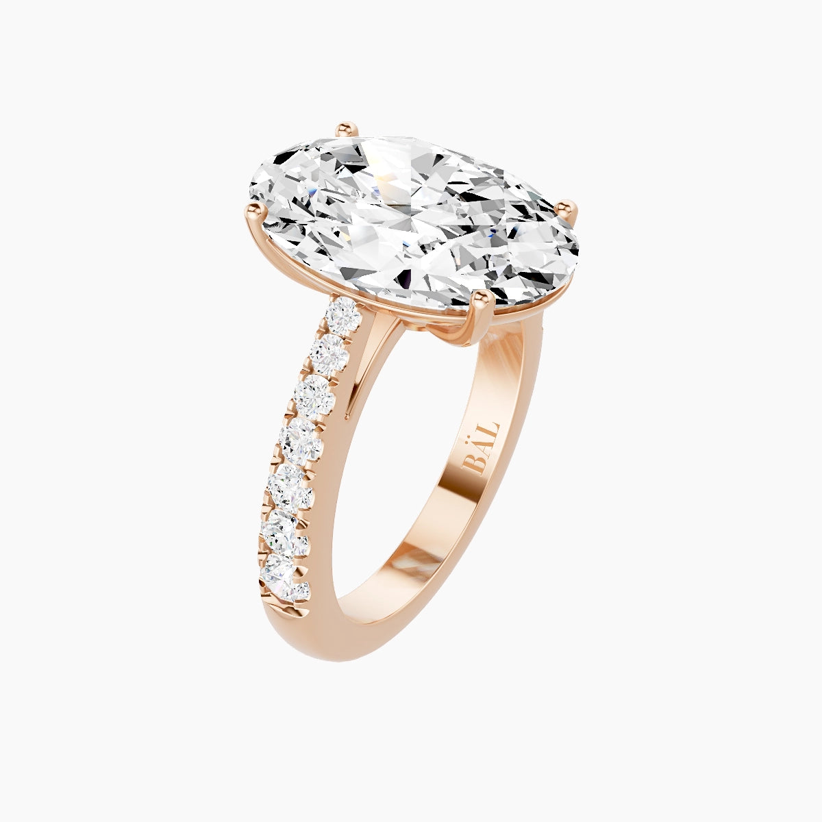 Reverse Shank | 18k Rose Gold 5 ct Oval White Lab Diamond Ring
