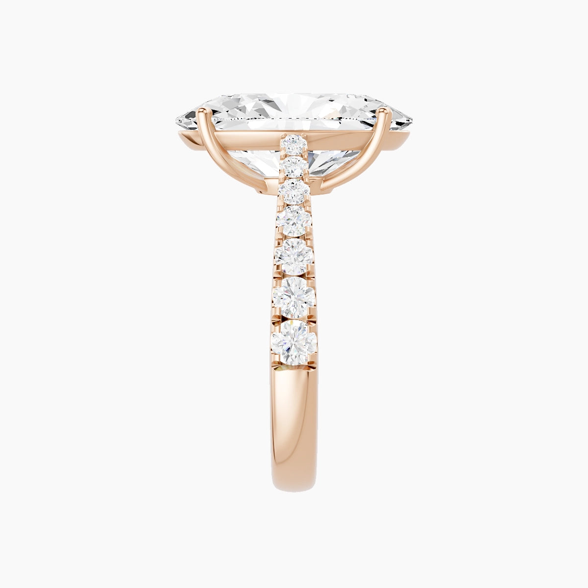 Reverse Shank | 18k Rose Gold 5 ct Oval White Lab Diamond Ring