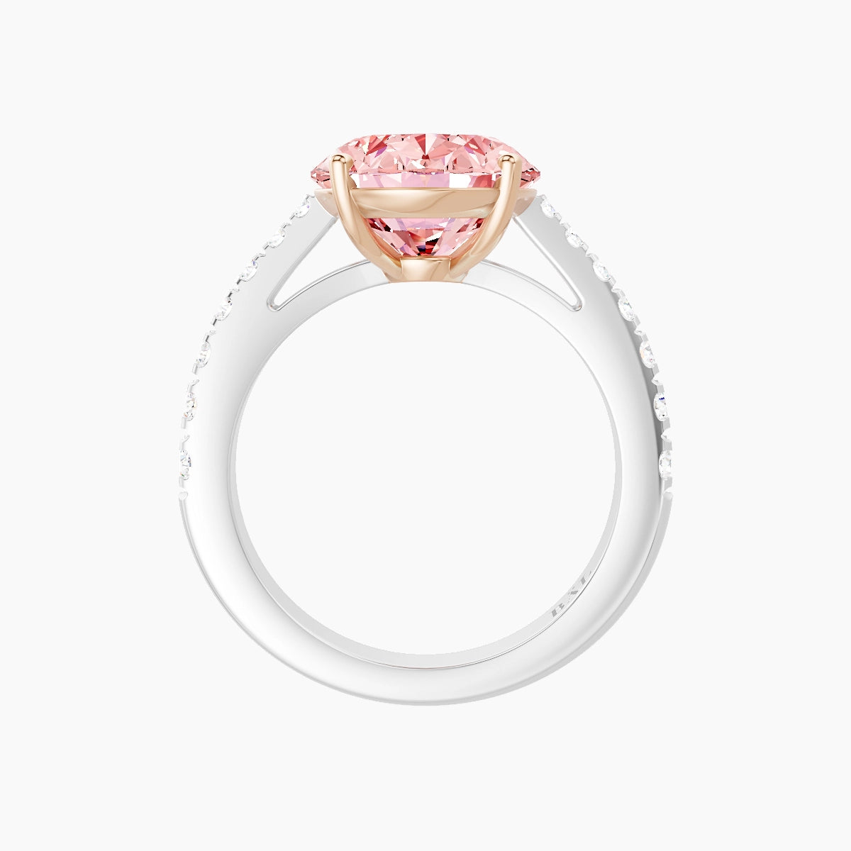 Reverse Shank | 18k White & Rose Gold 5 ct Oval Pink Lab Diamond Ring