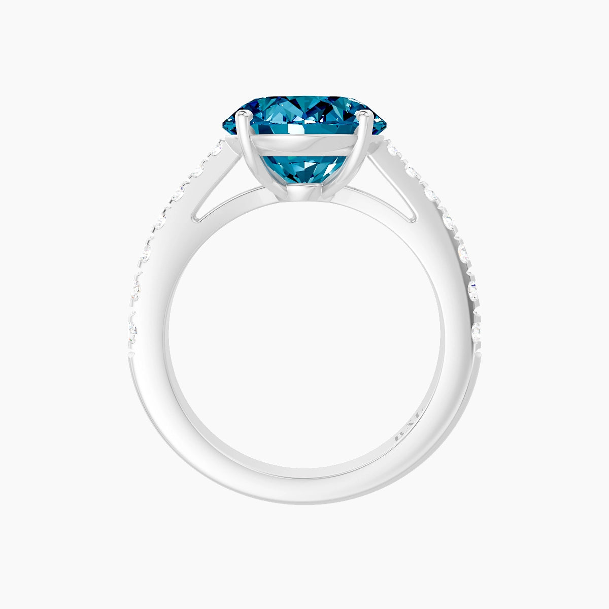 Reverse Shank | 18k White Gold 5 ct Oval Blue Lab Diamond Ring