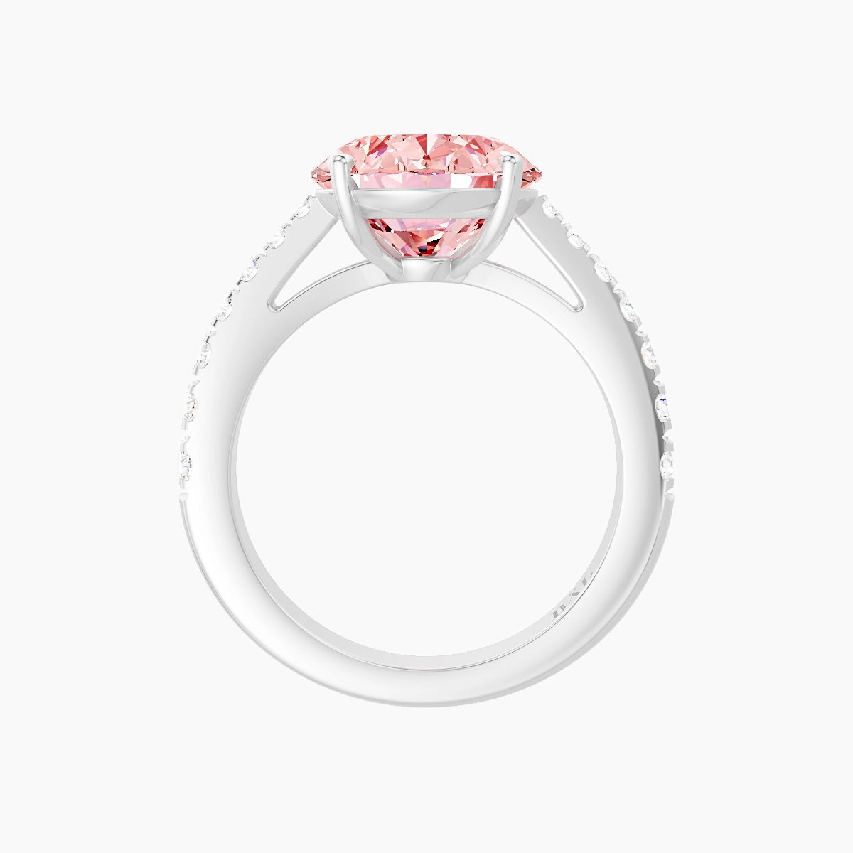 Reverse Shank | 18k White Gold 5 ct Oval Pink Lab Diamond Ring