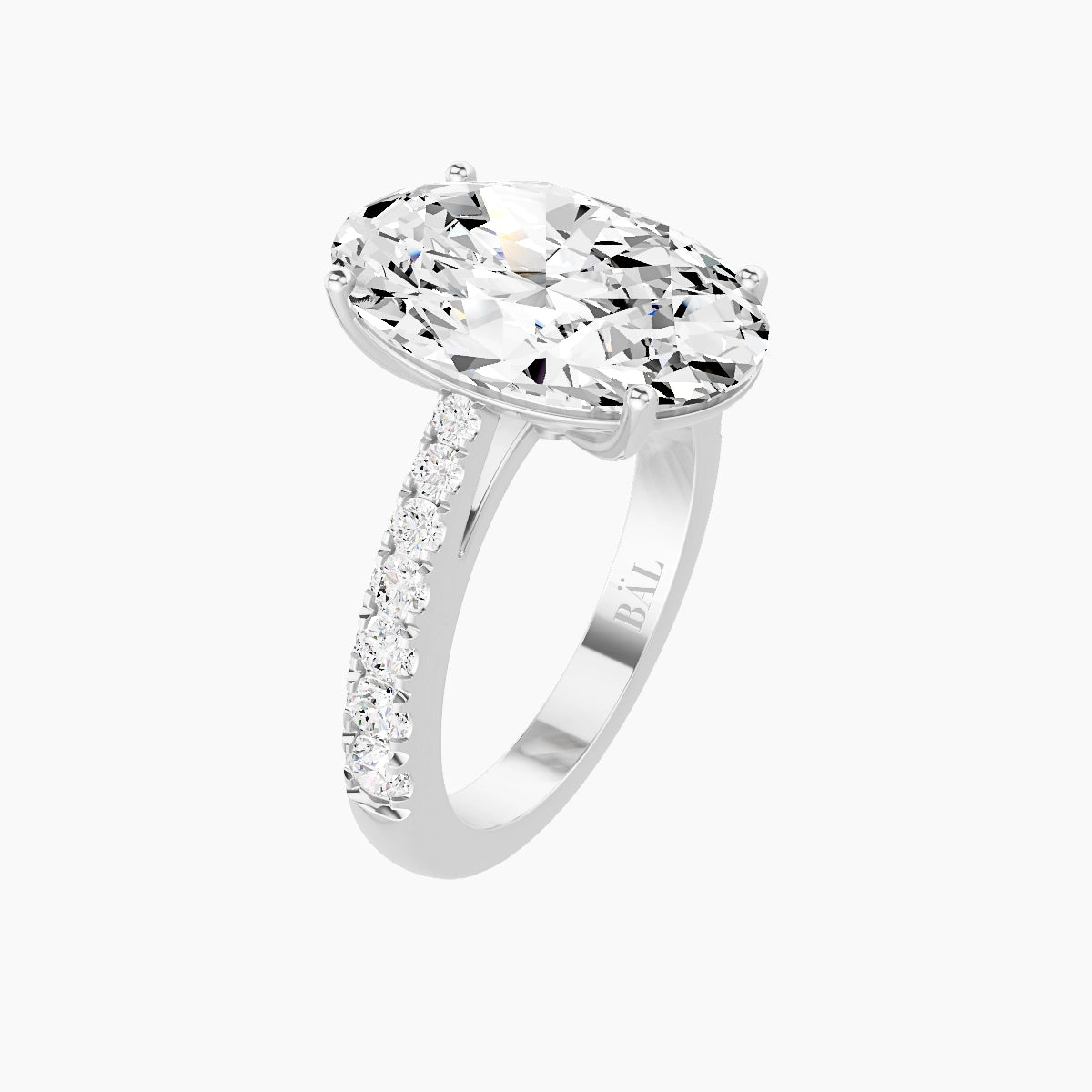 Reverse Shank | 18k White Gold 5 ct Oval White Lab Diamond Ring