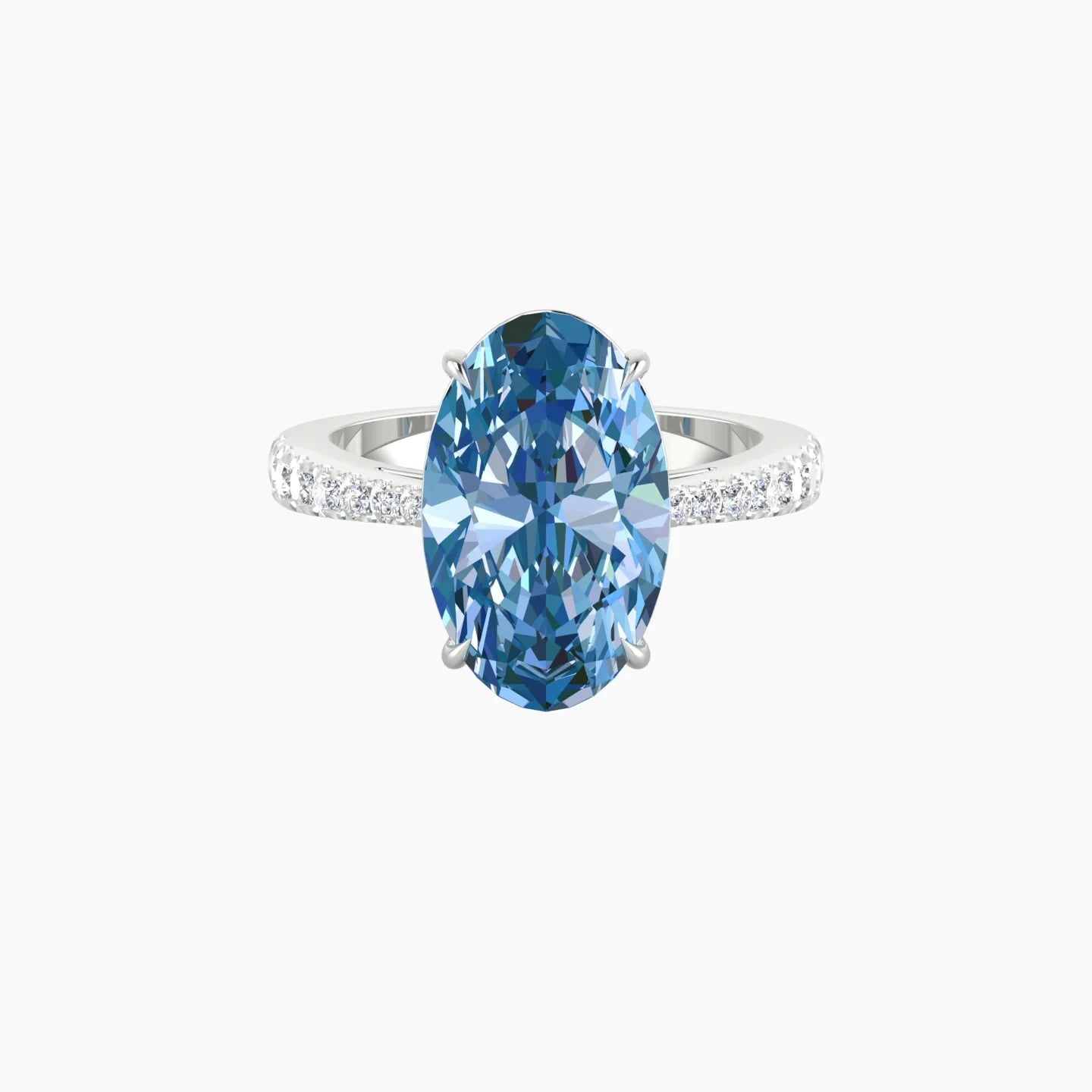 Reverse Shank | 18k White Gold 5 ct Oval Cut Ring