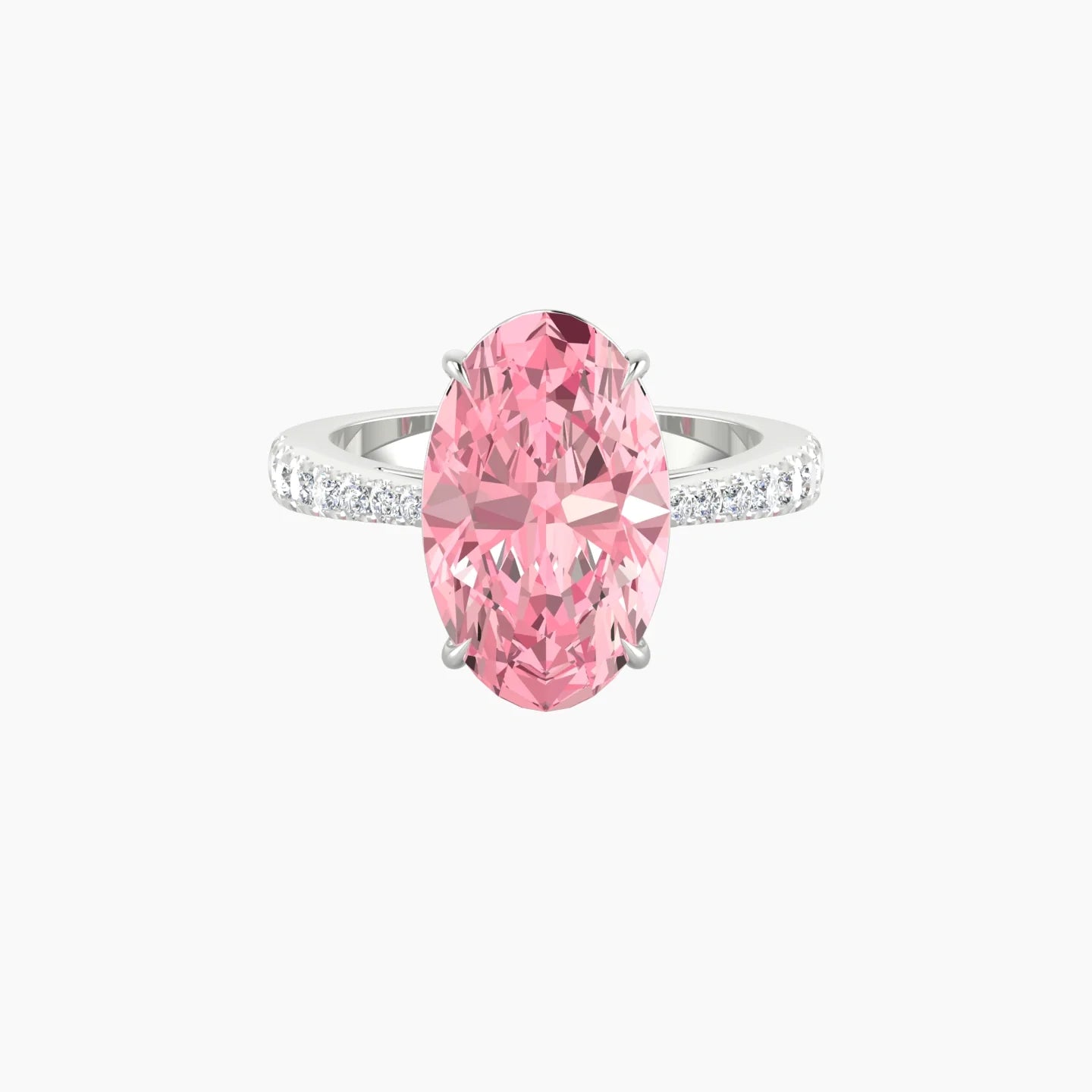 Reverse Shank | 18k White Gold 5 ct Oval Cut Ring