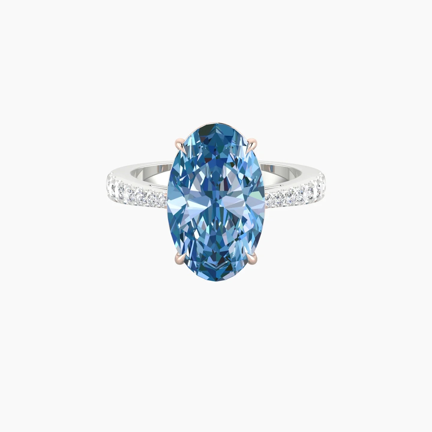 Reverse Shank | 18k White & Rose Gold 5 ct Oval Cut Ring