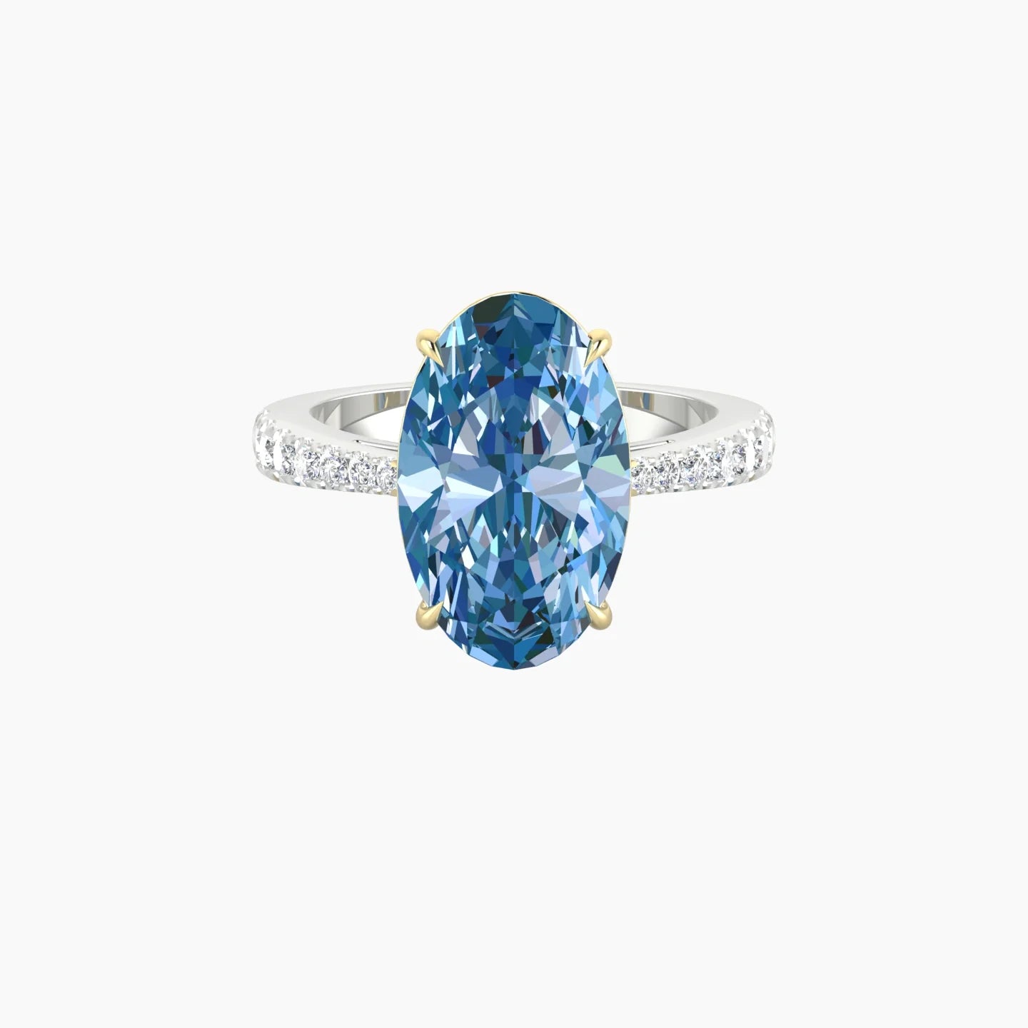 Reverse Shank | 18k White & Yellow Gold 5 ct Oval Cut Ring