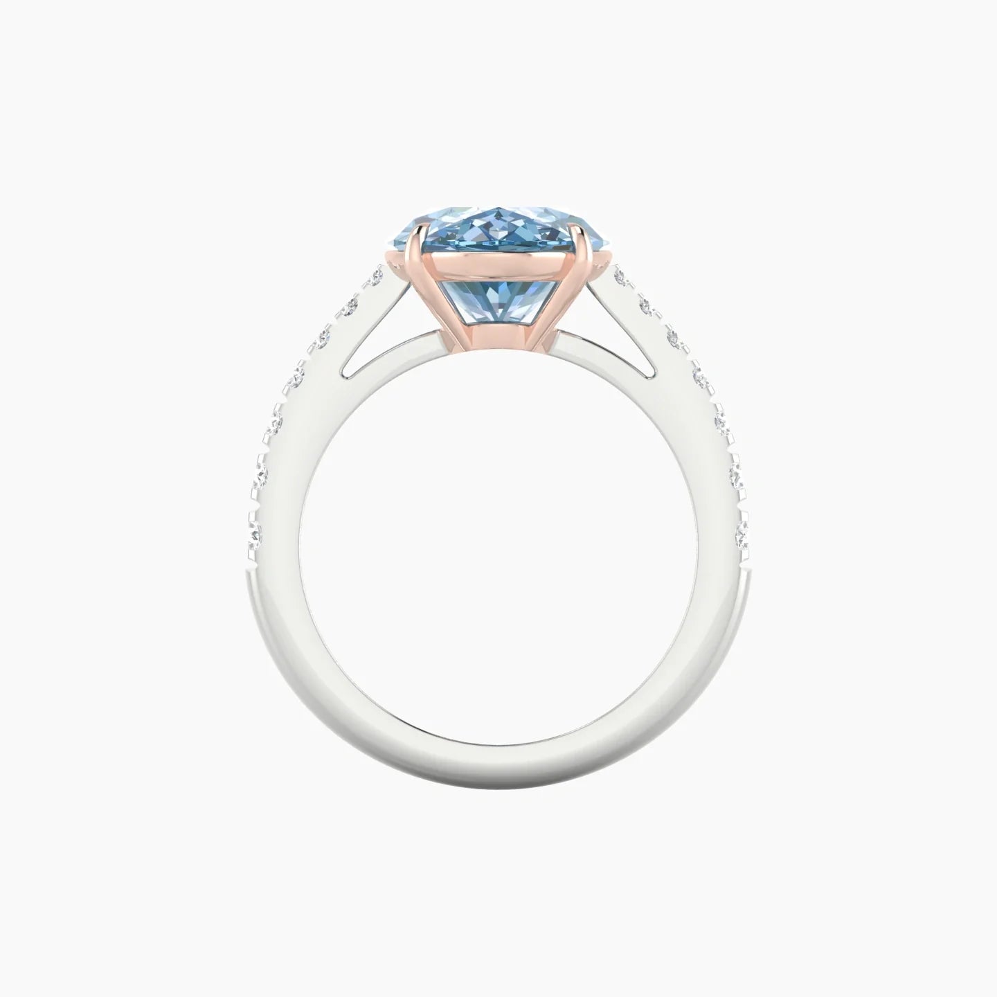 Reverse Shank | 18k White & Rose Gold 5 ct Oval Cut Ring