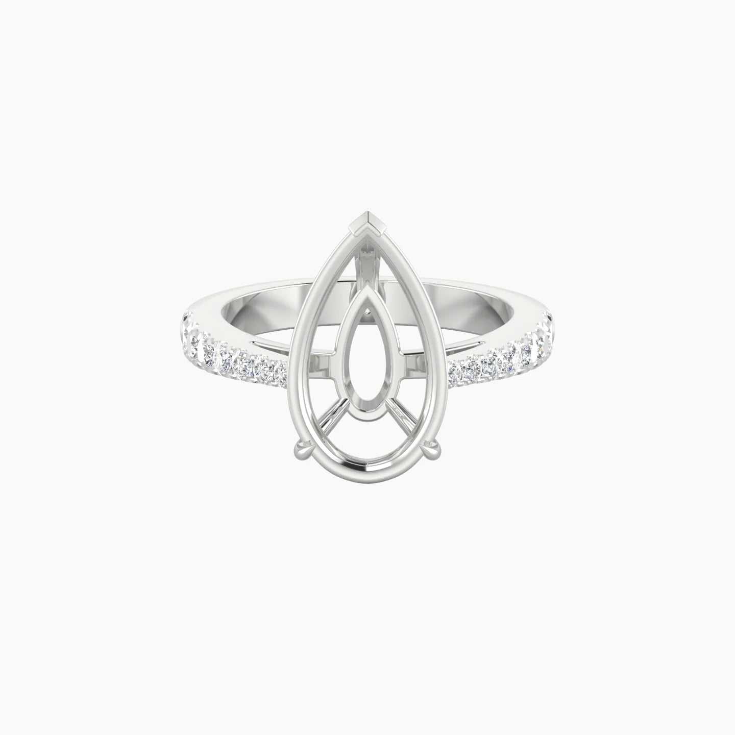 Reverse Shank | 18k White Gold 5-7.99 ct Pear Cut Ring Setting