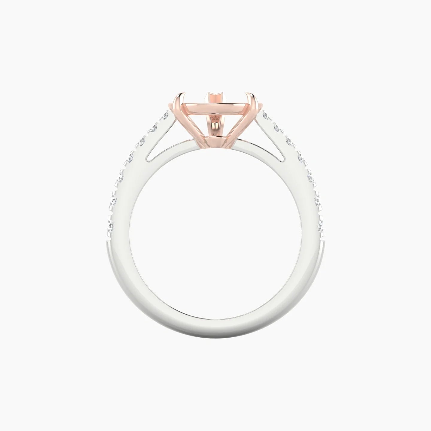 Reverse Shank | 18k White & Rose Gold 5-7.99 ct Pear Cut Ring Setting