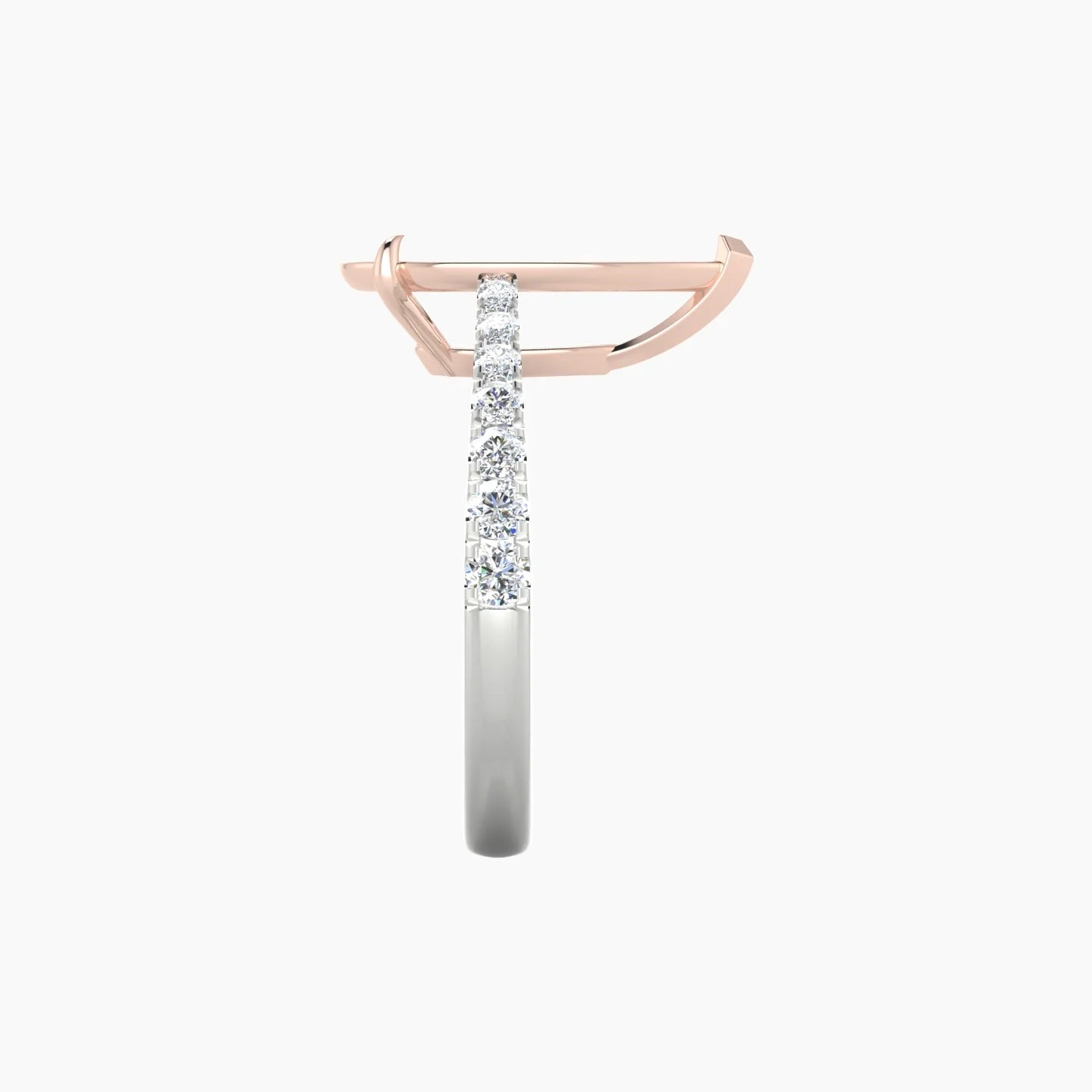 Reverse Shank | 18k White & Rose Gold 5-7.99 ct Pear Cut Ring Setting