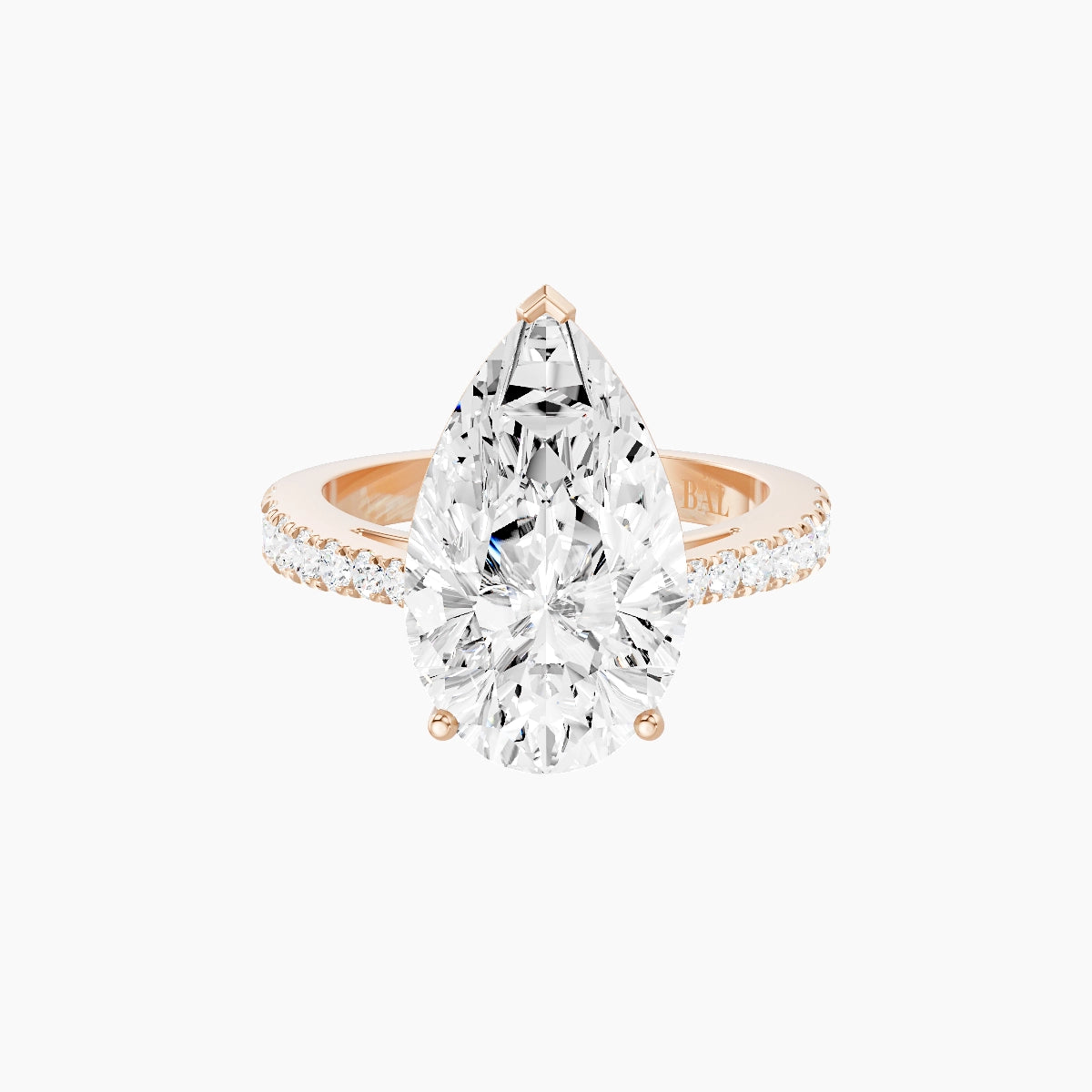 Reverse Shank | 18k Rose Gold 5 ct Pear White Lab Diamond Ring