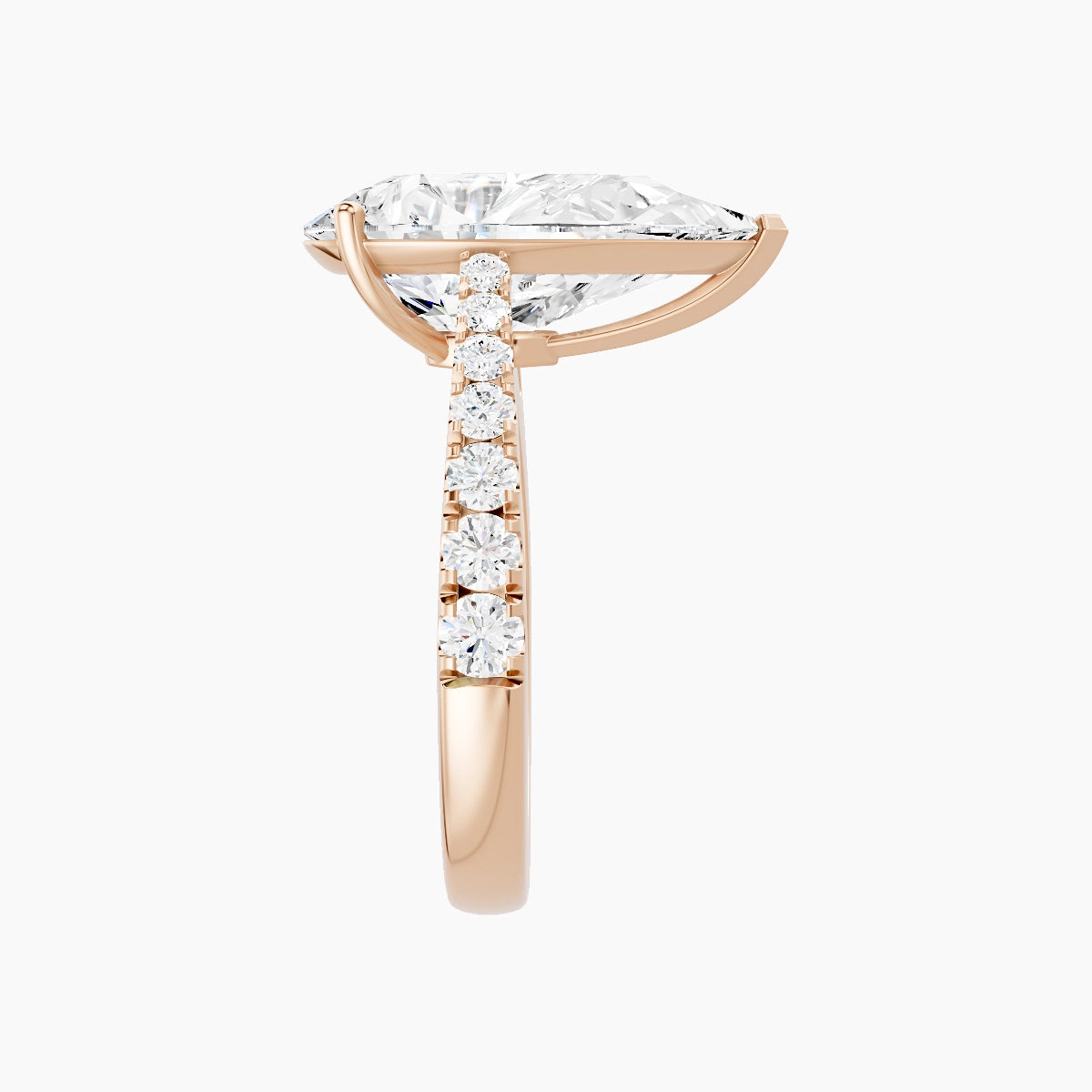 Reverse Shank | 18k Rose Gold 5 ct Pear White Lab Diamond Ring
