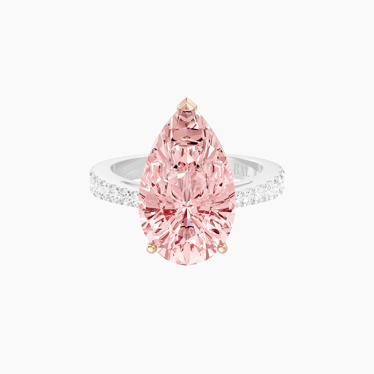 Reverse Shank | 18k White & Rose Gold 5 ct Pear Pink Lab Diamond Ring